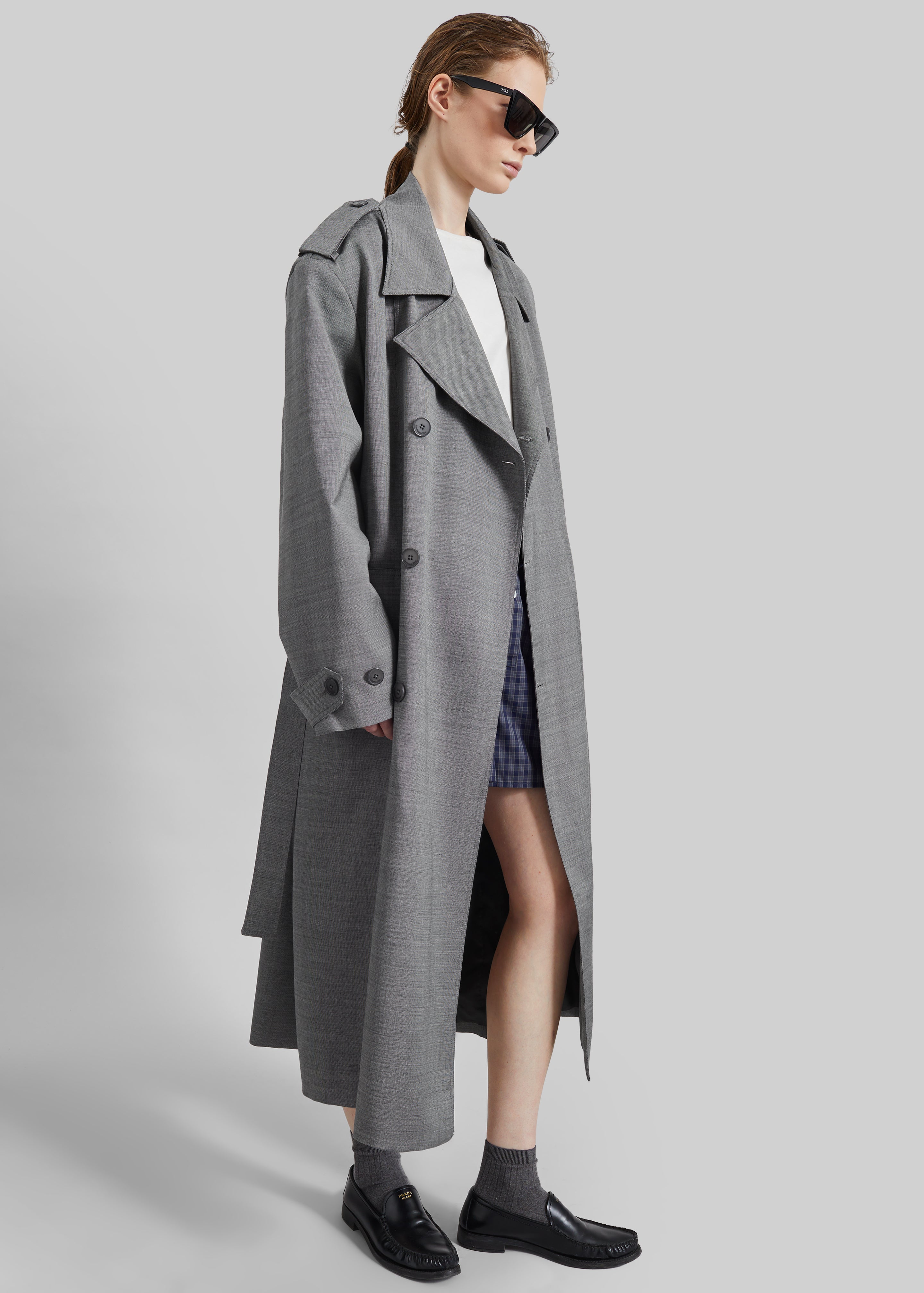 Bleecker Trench Coat - Grey Melange - 7