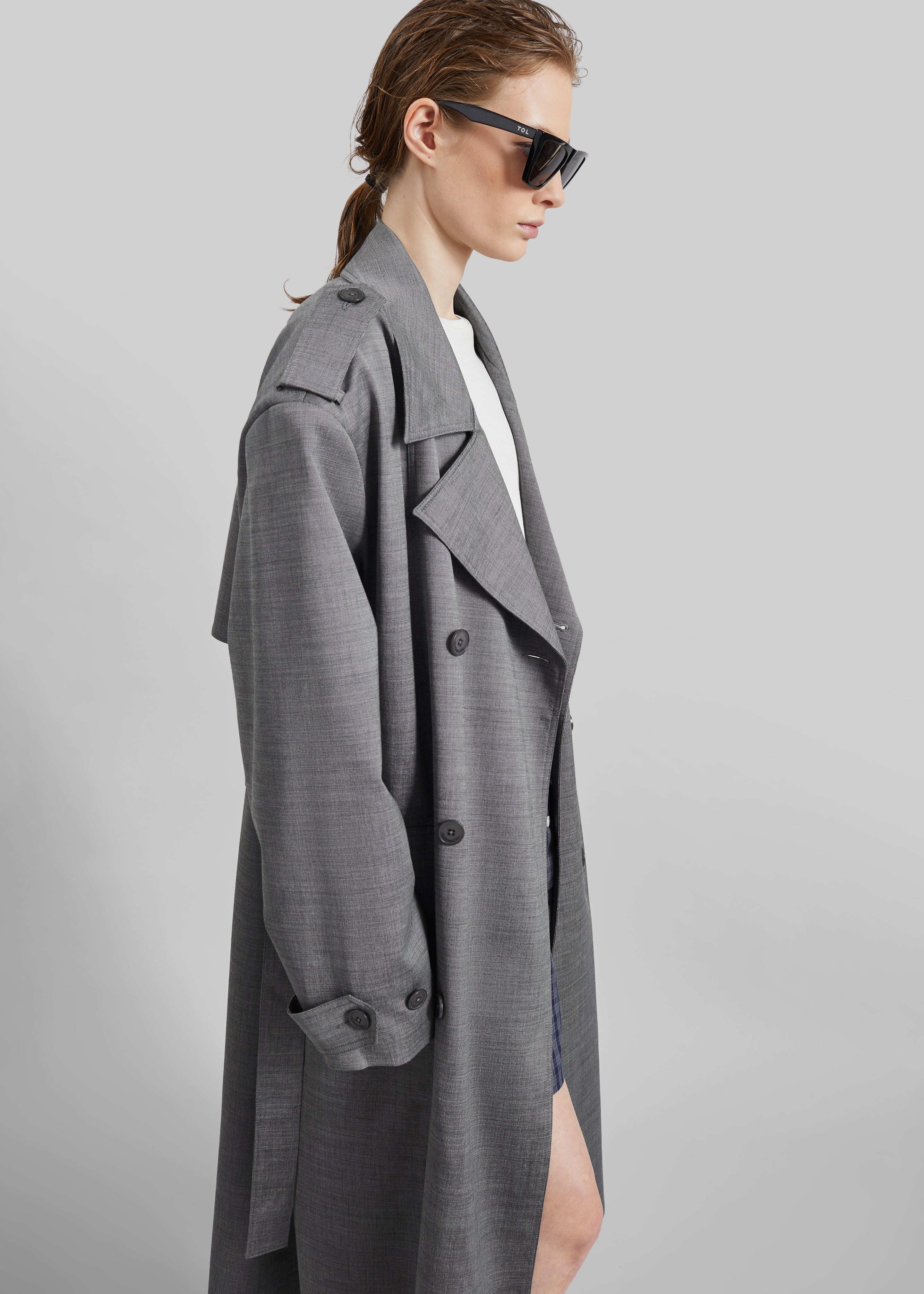 Bleecker Trench Coat - Grey Melange - 2