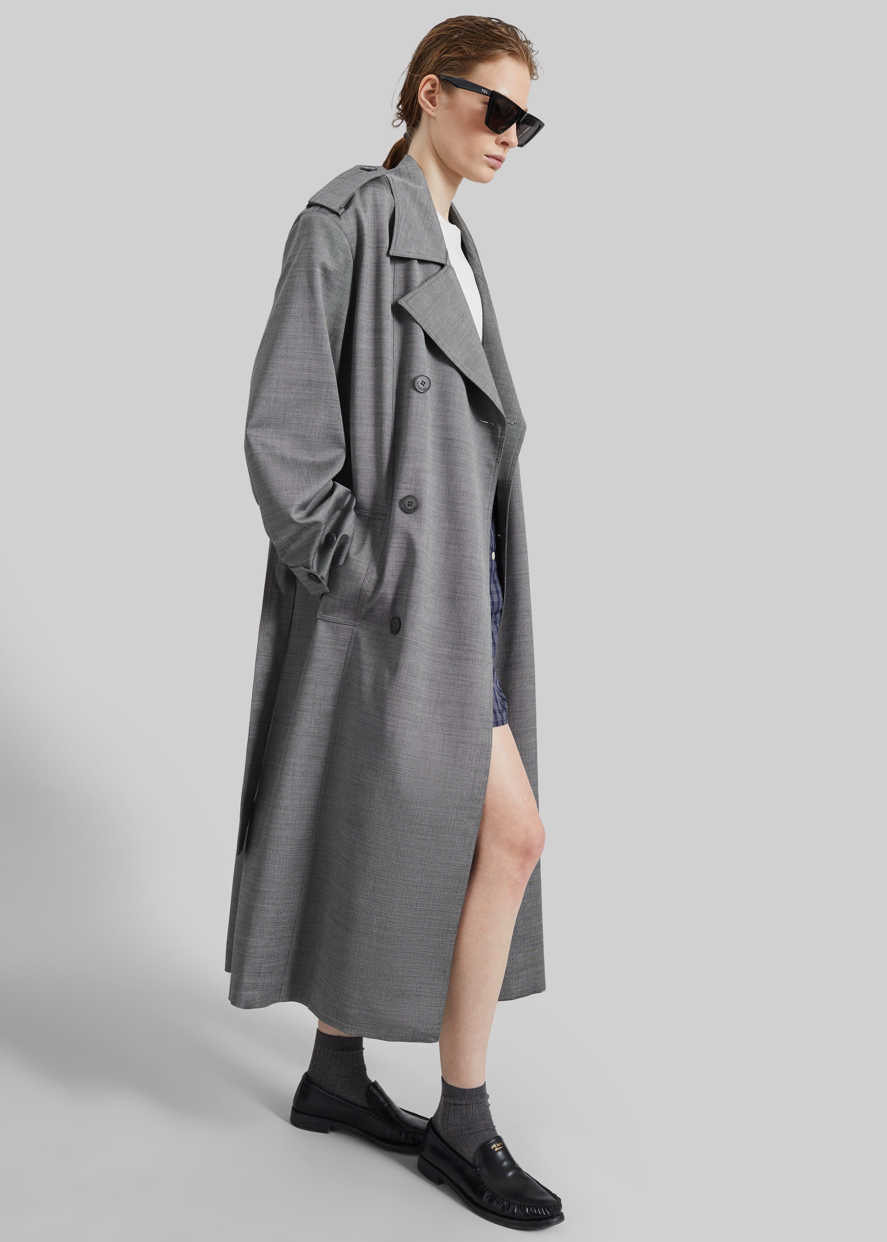 Bleecker Trench Coat - Grey Melange - 10