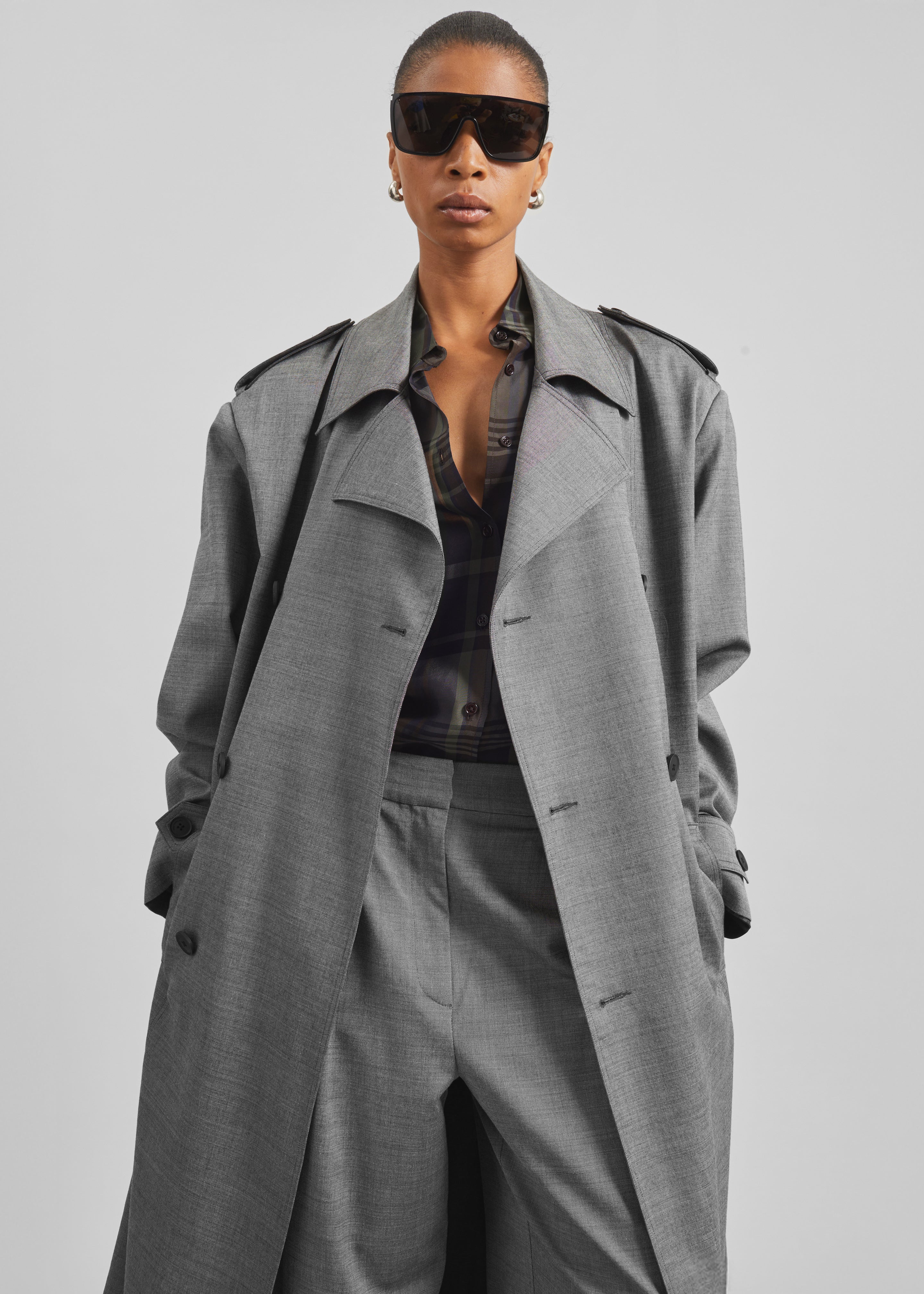 Bleecker Trench Coat - Grey Melange - 5