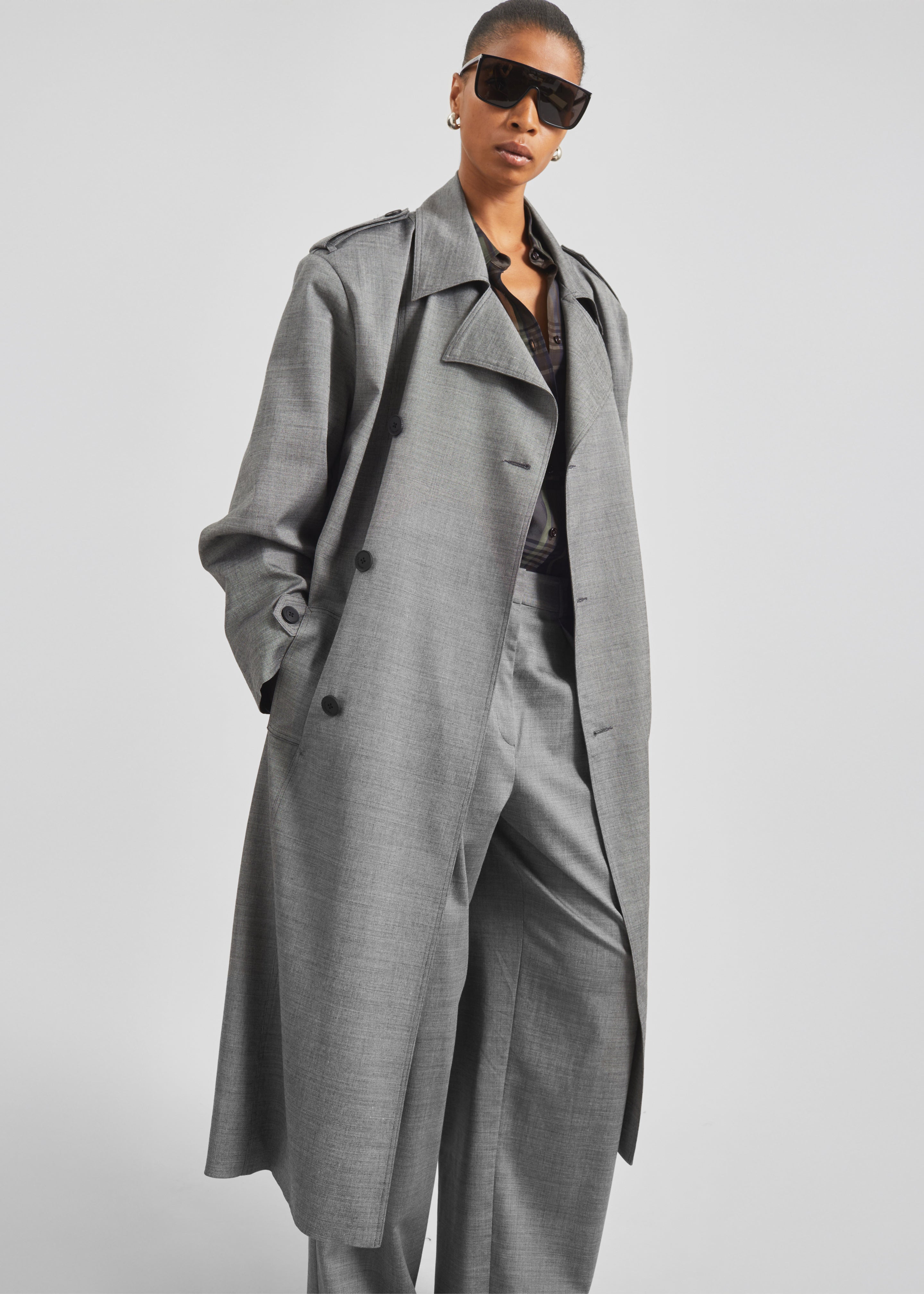 Bleecker Trench Coat - Grey Melange - 9
