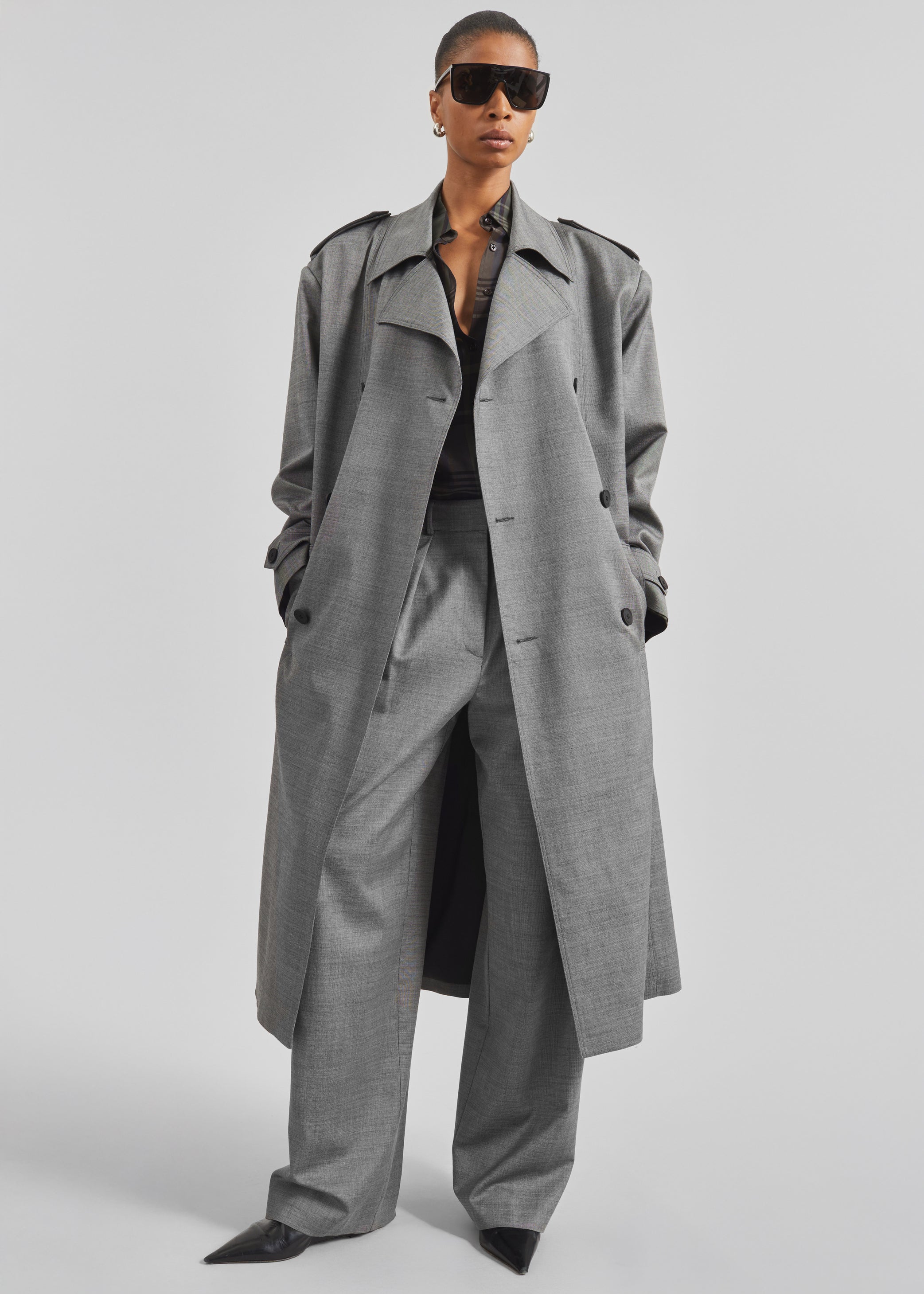 Shop the look image for Bleecker Trench Coat - Grey Melange