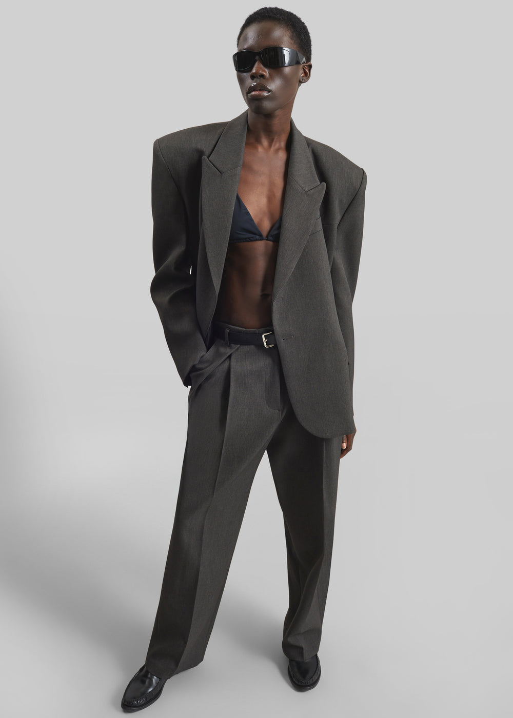 Blerick Belted Trousers - Dark Grey