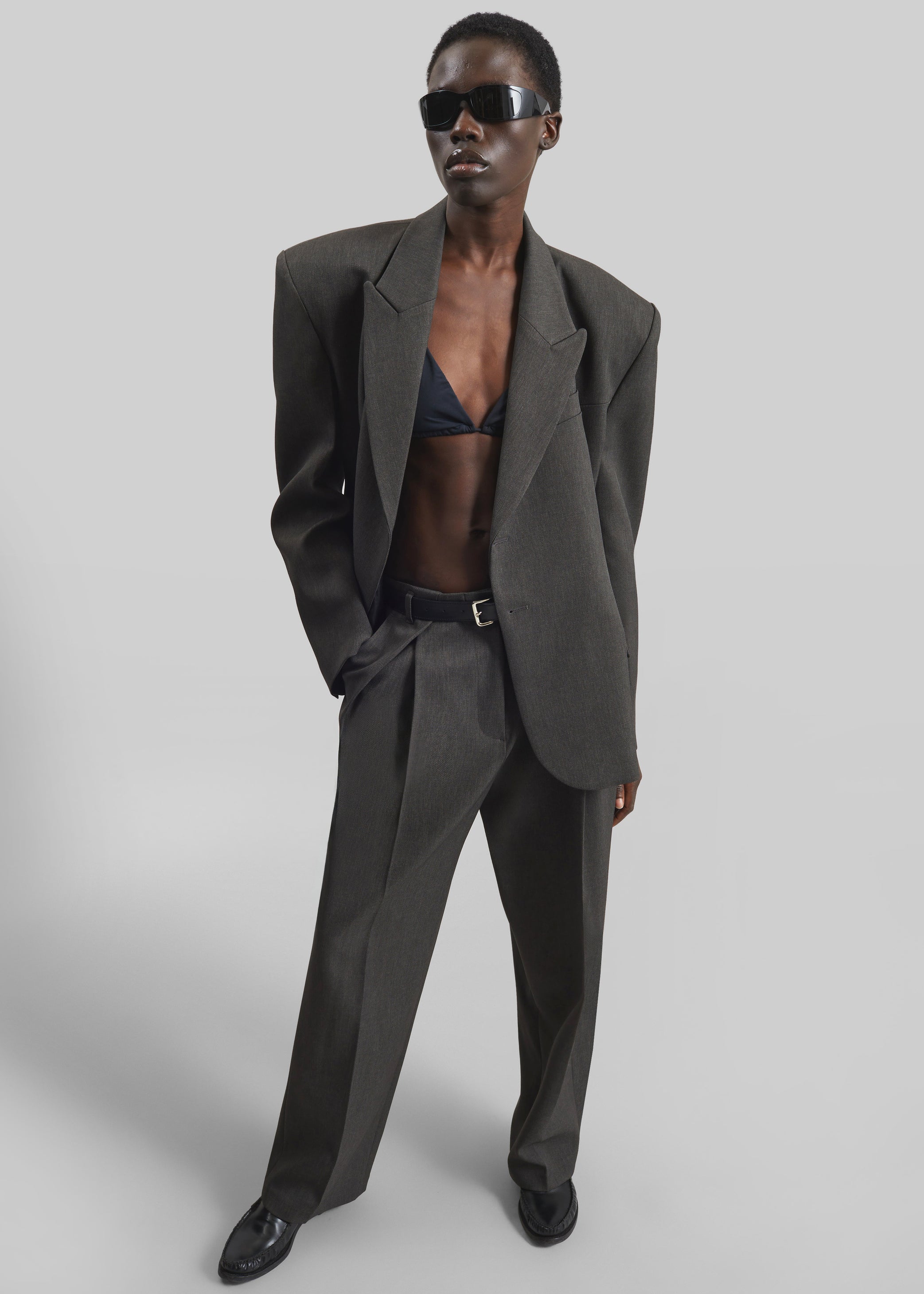 Shop the look image for Blerick Belted Trousers - Dark Grey