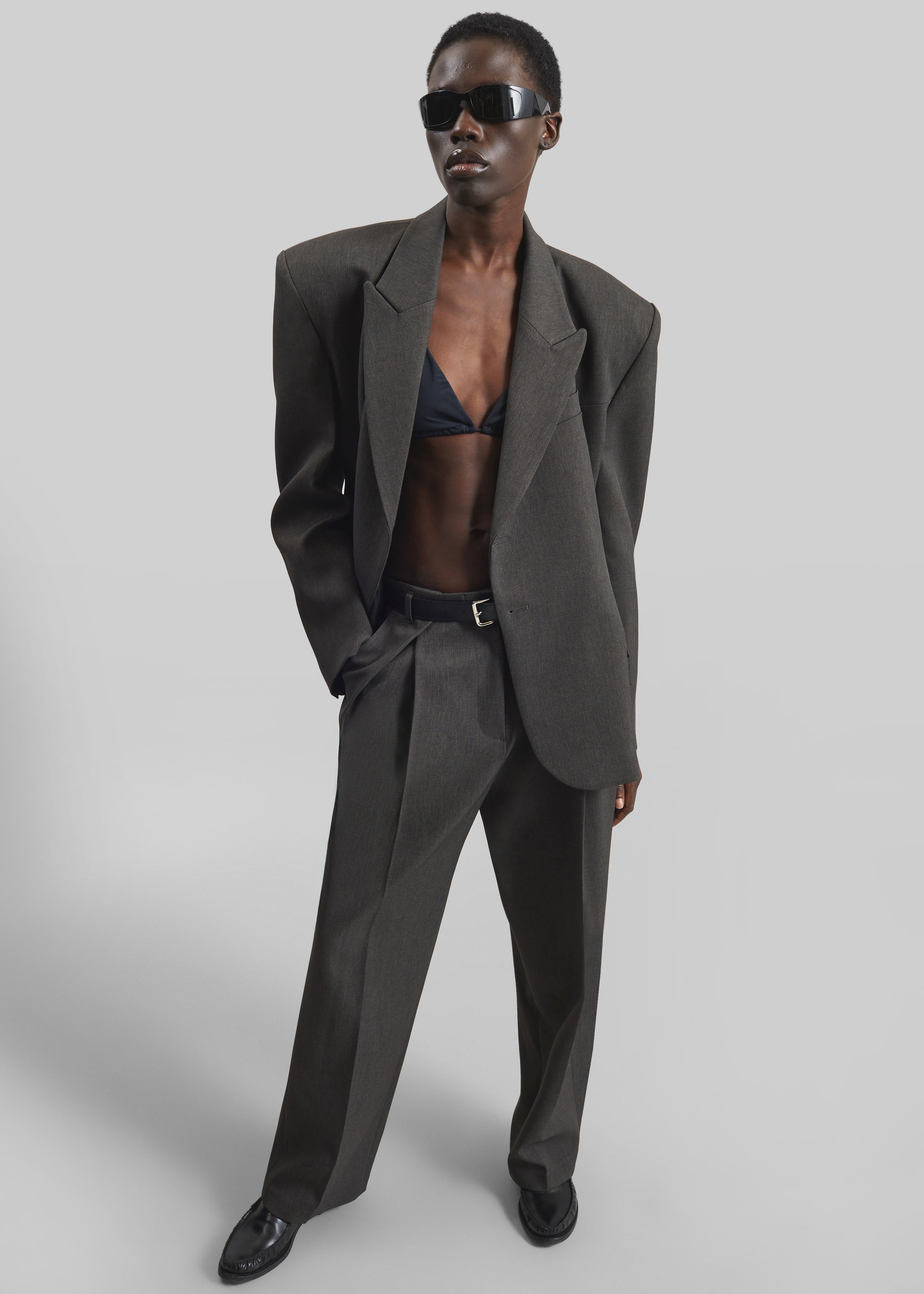 Blerick Belted Trousers - Dark Grey - 1