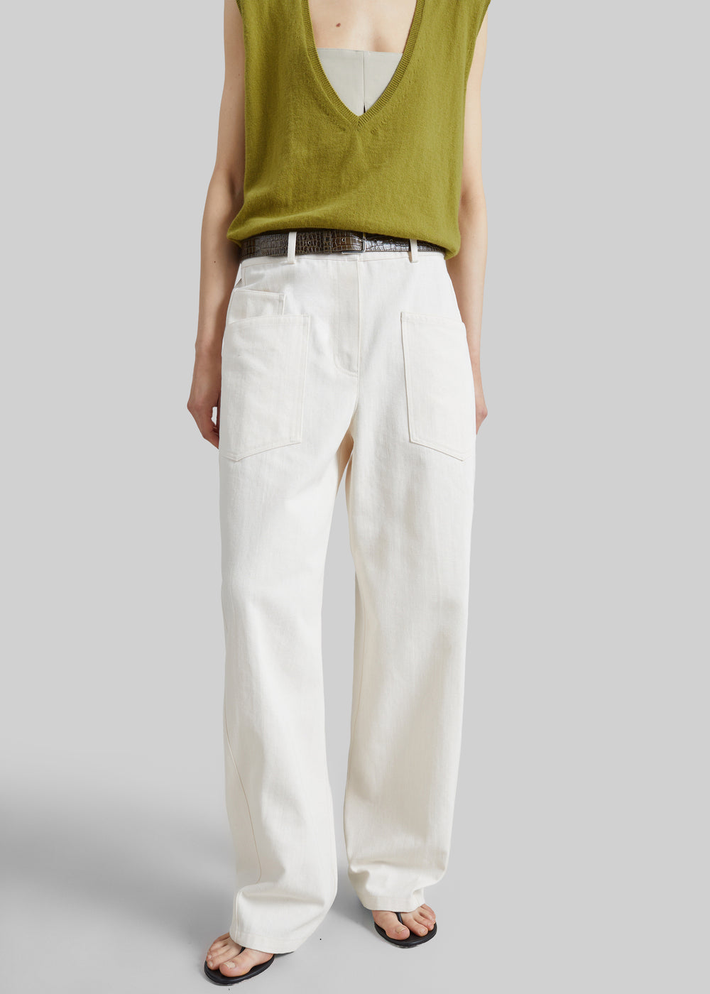 Bliss Barrel Leg Jeans - Ivory - 1