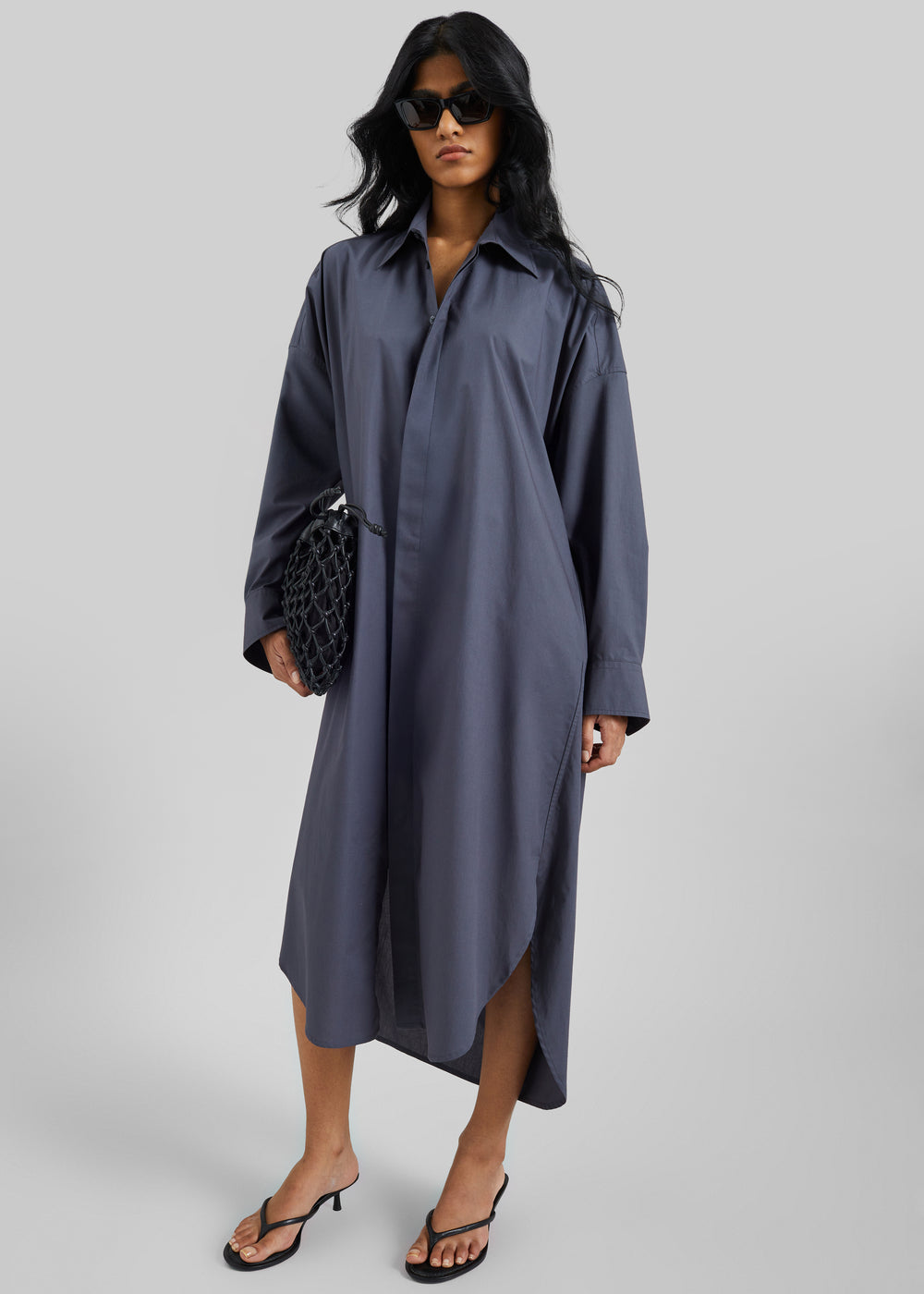 Bloom Organic Cotton Shirt Dress - Charcoal - 1