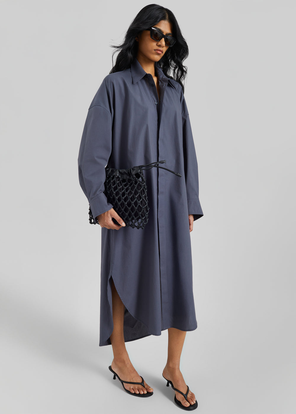Bloom Organic Cotton Shirt Dress - Charcoal
