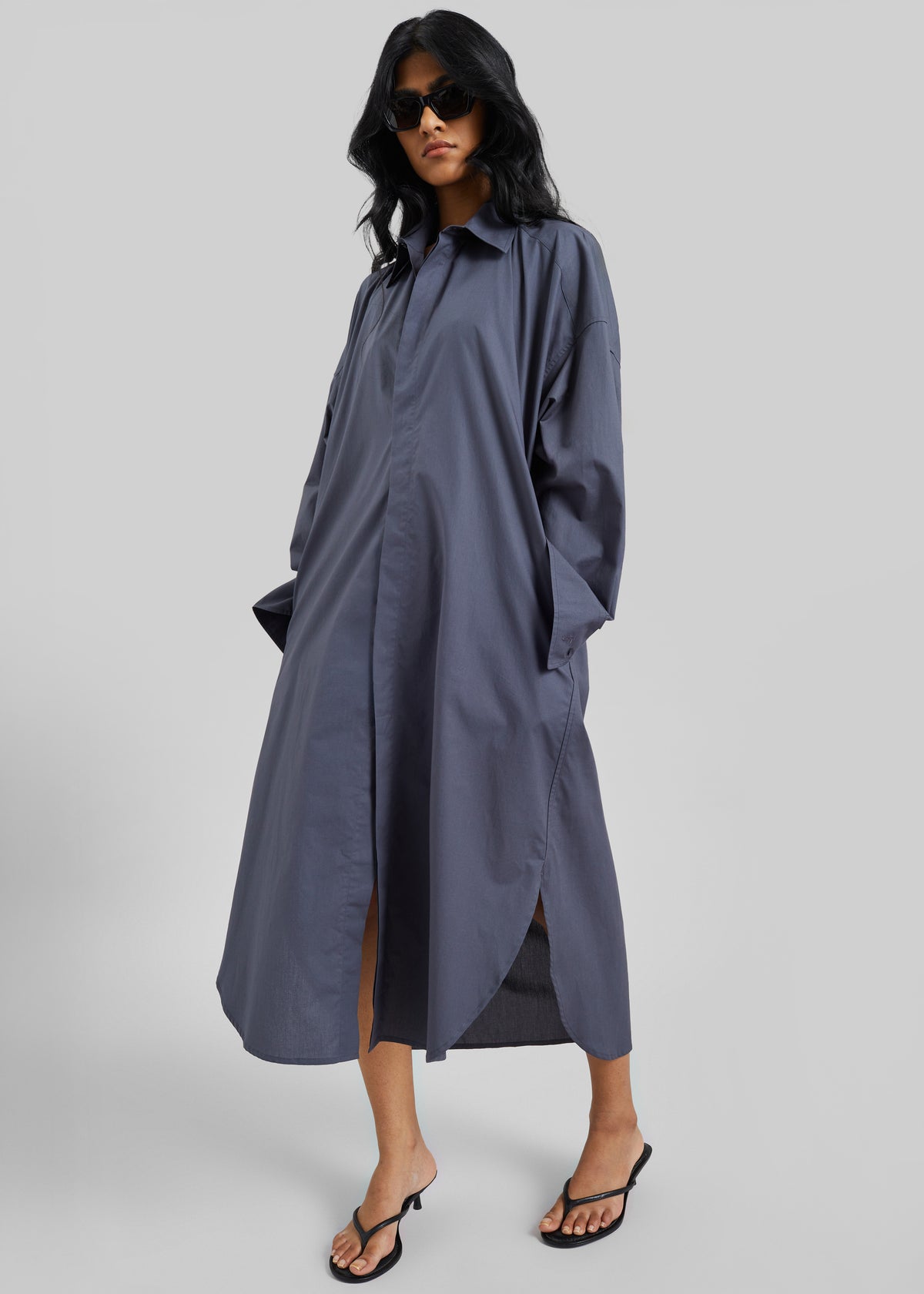 charcoal grey shirt dress V Neck 'Colorado' Graphic Print Side Split Detail Oversized T-Shirt Dress In Charcoal Acid Wash | EGO US