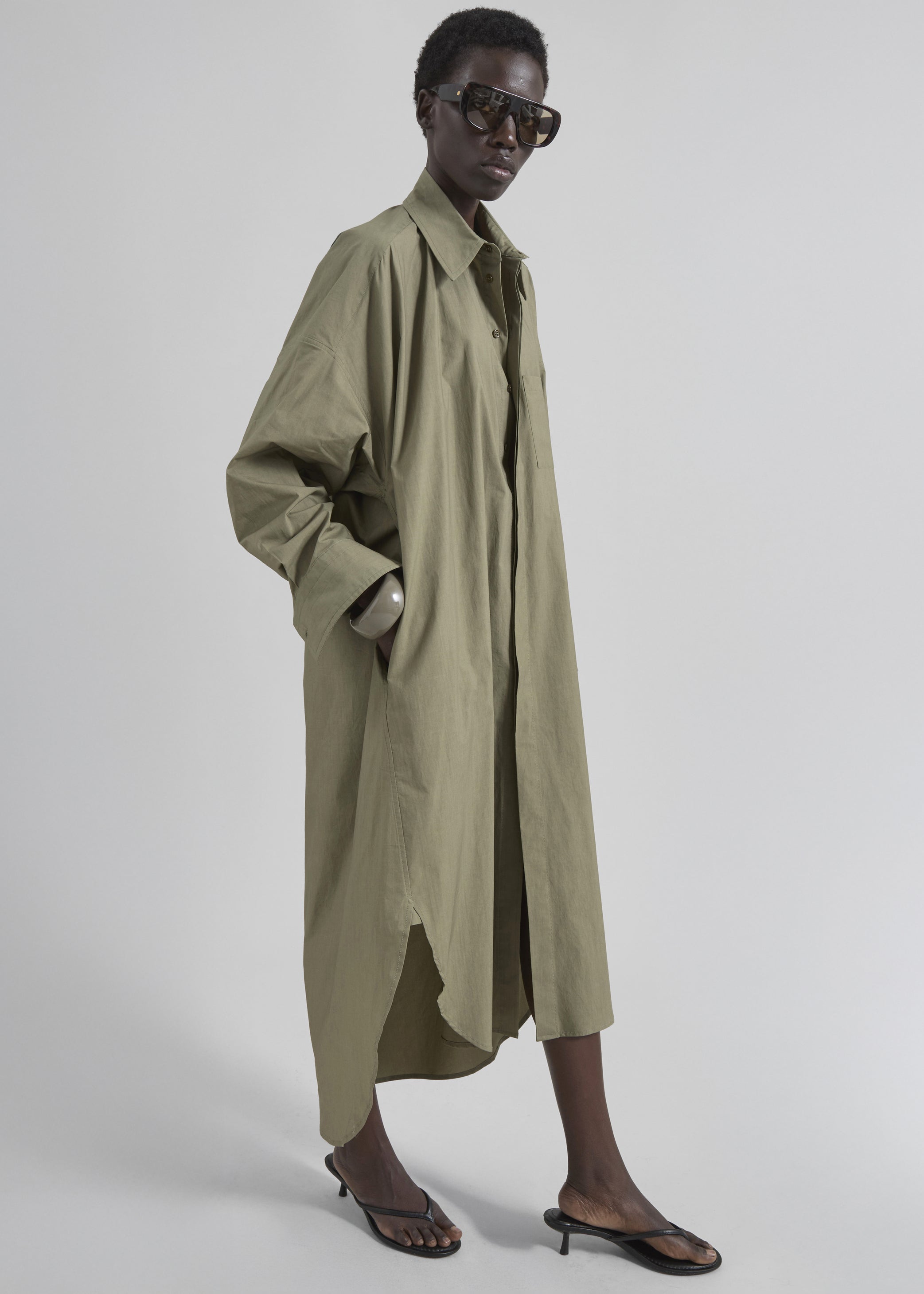 Shop the look image for Bloom Organic Cotton Shirt Dress - Olive
