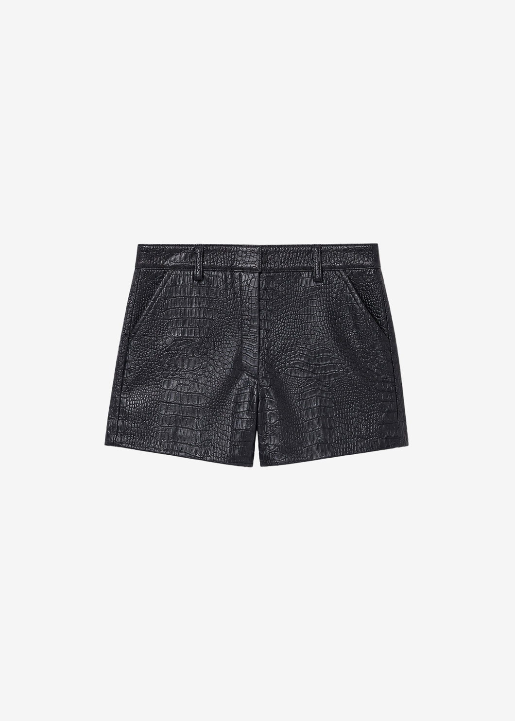 Blythe Croc Embossed Mini Shorts - Black
