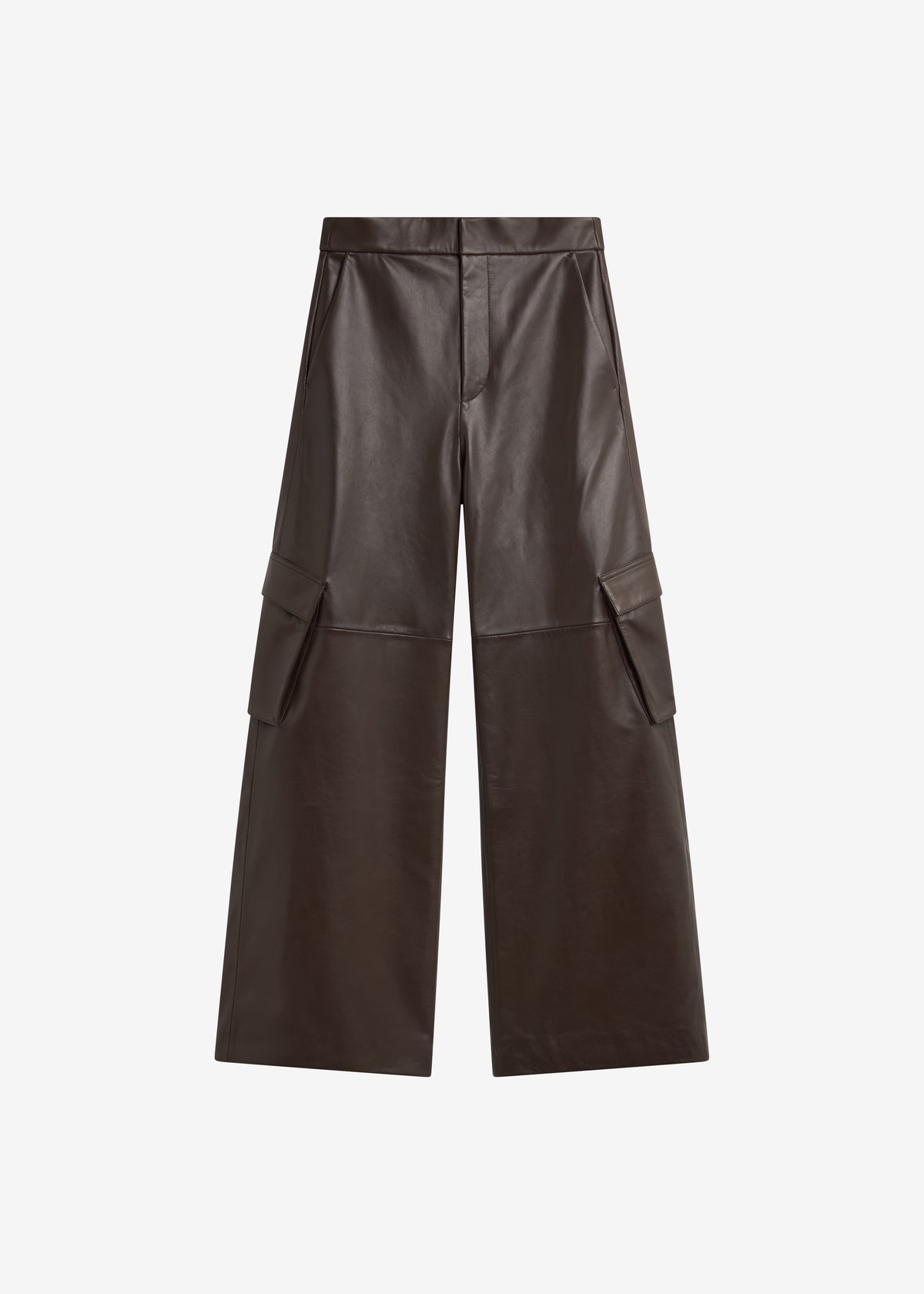 Boni Faux Leather Cargo Pants - Brown