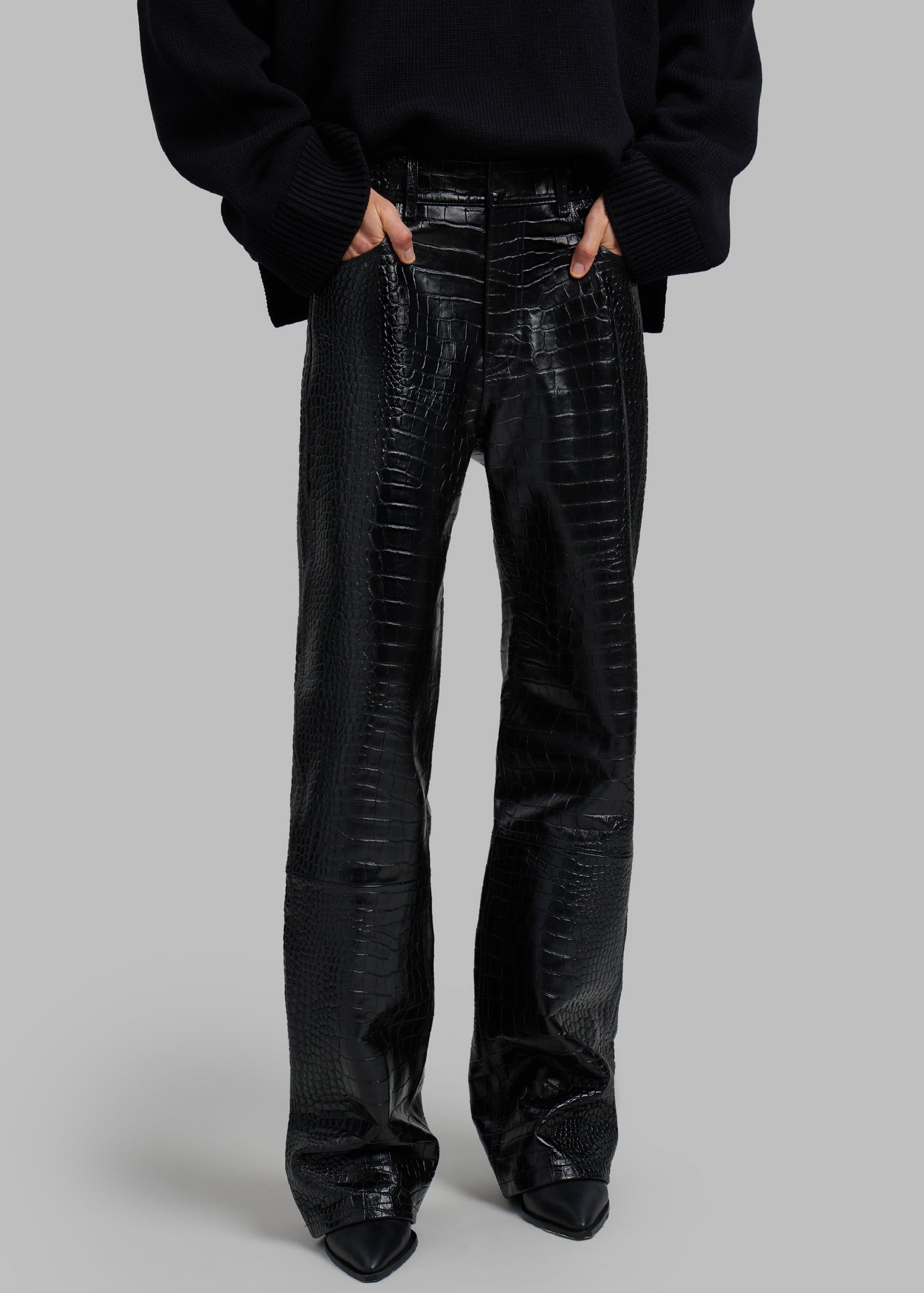 Bonnie Croc-Effect Pants - Black - 1