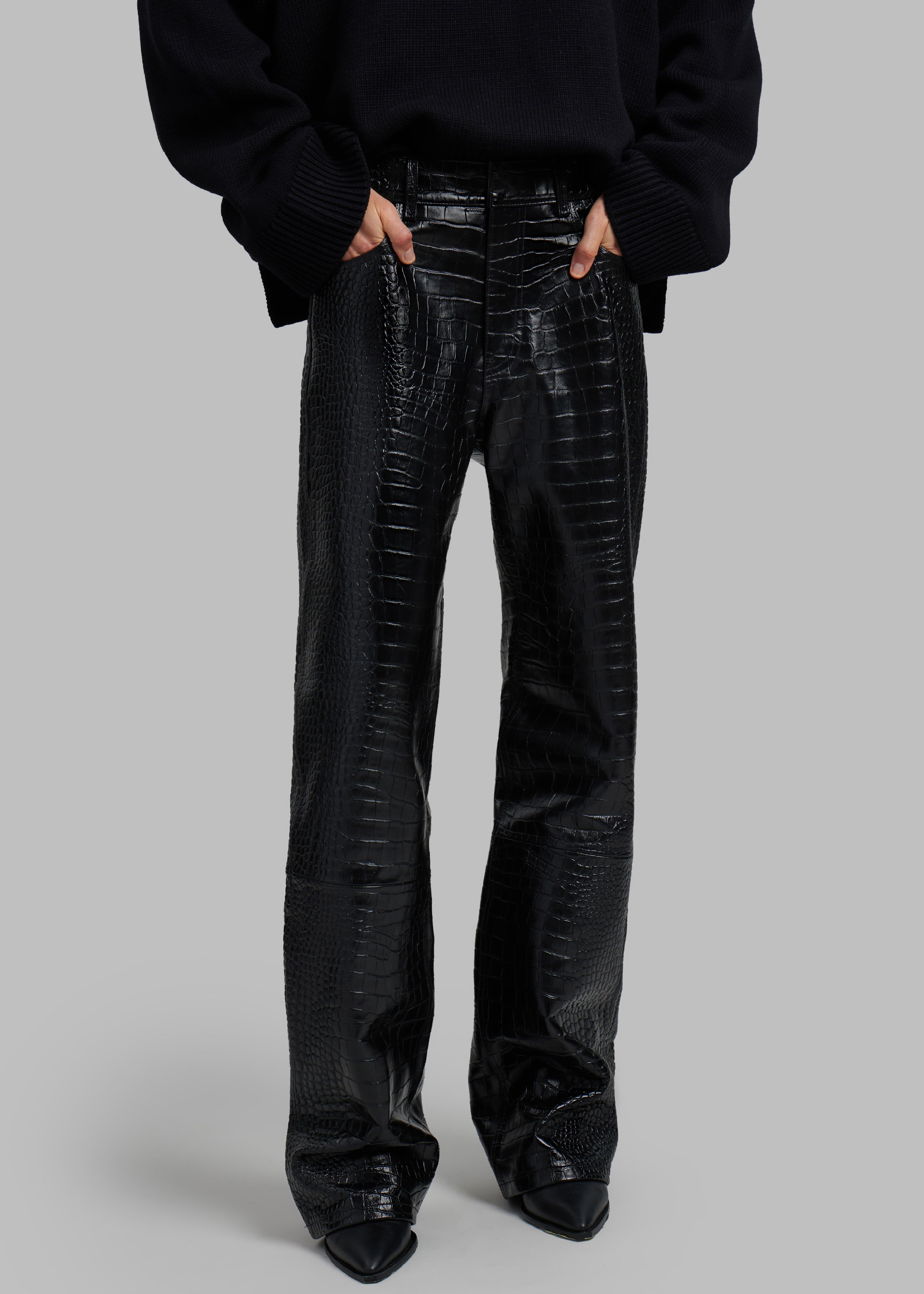 Bonnie Croc-Effect Pants - Black - 2