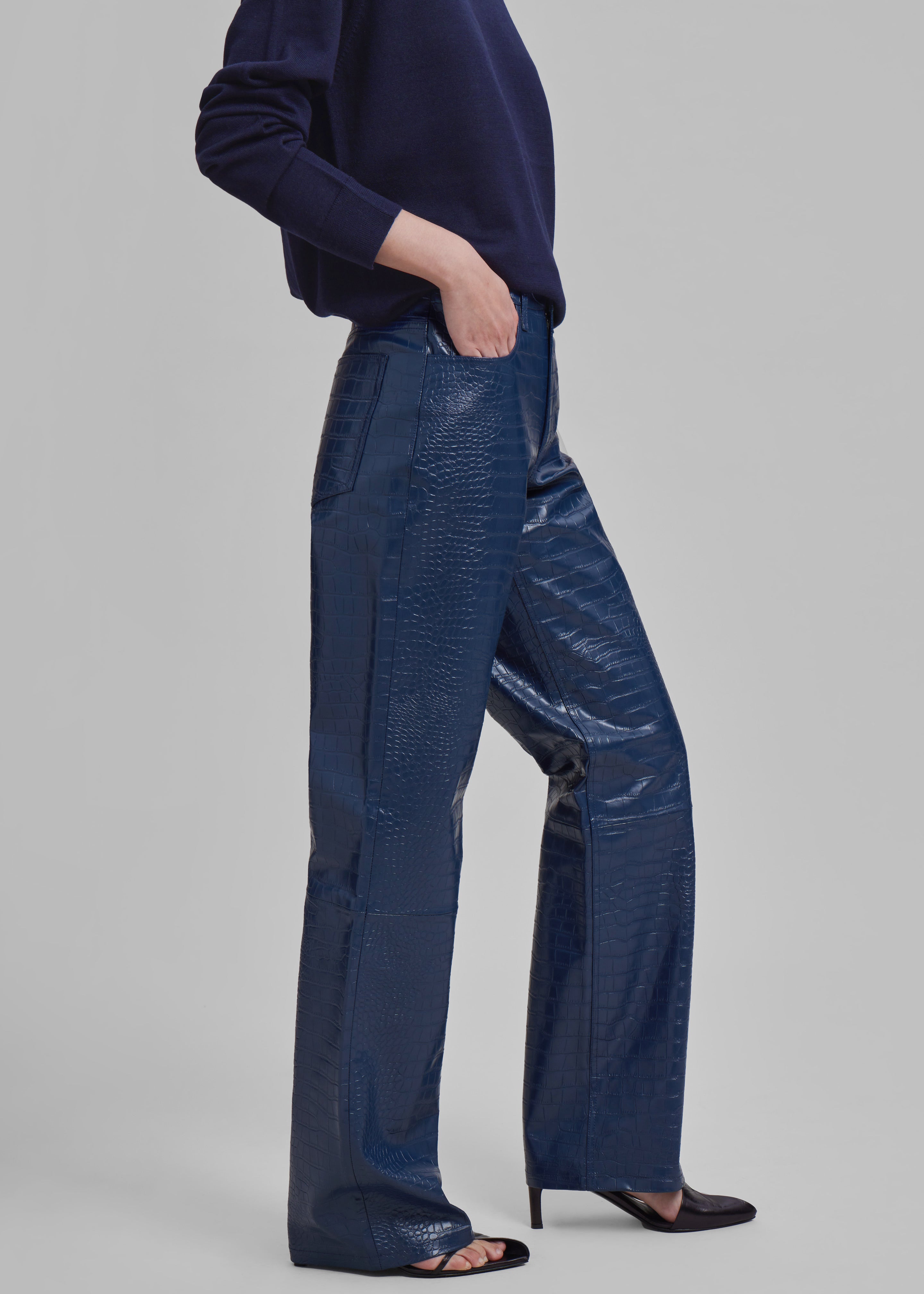 Bonnie Croc-Effect Pants - Blue - 2