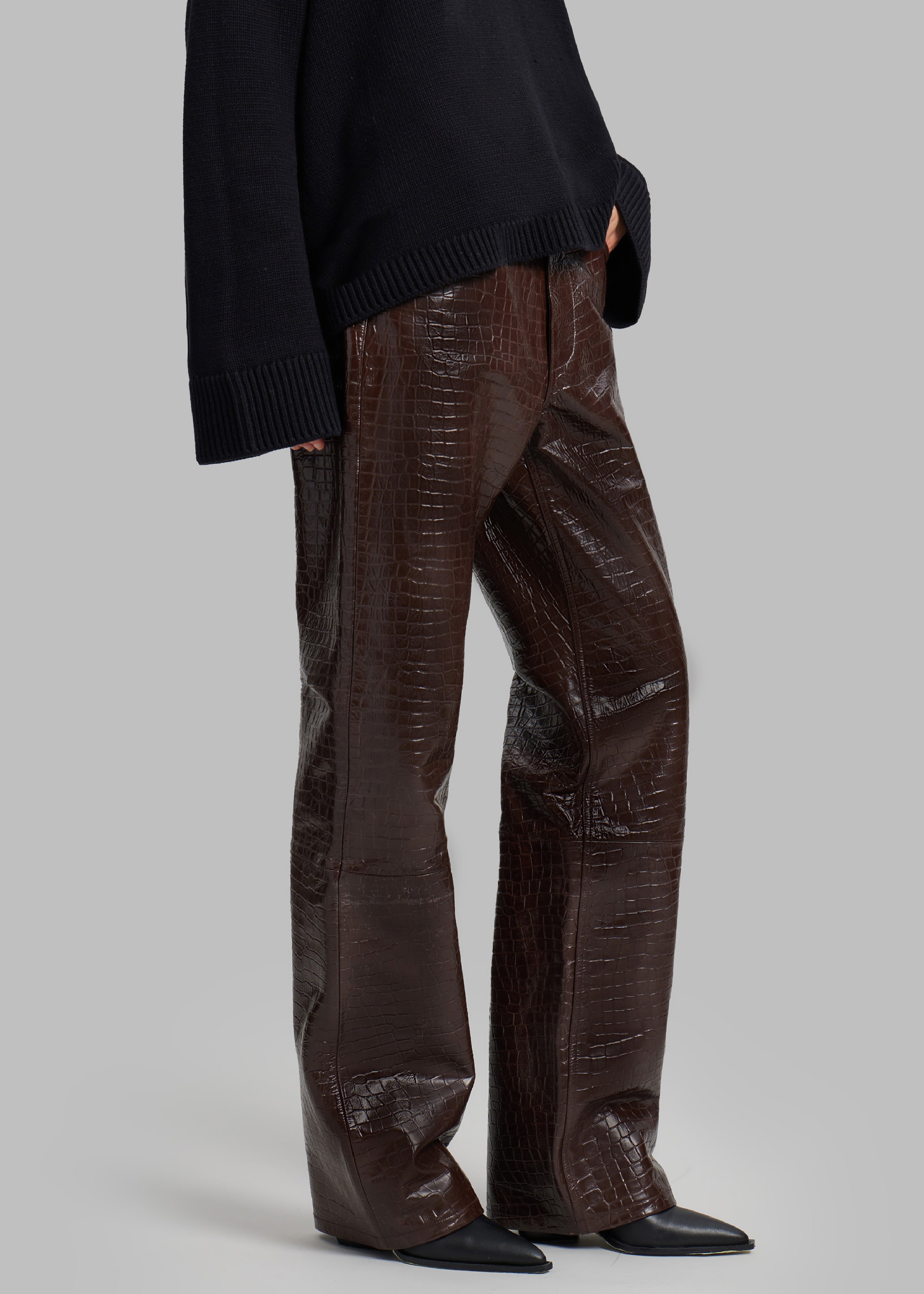 Roberto Cavalli Croc-embossed Leather Trousers in Red | Lyst