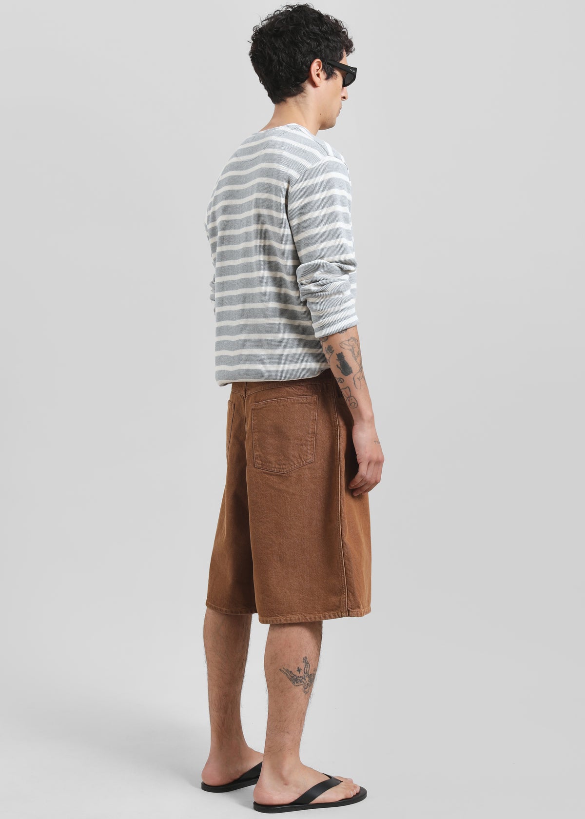 Bourke Soft Cotton Henley T-Shirt - Grey/White Stripe - 6