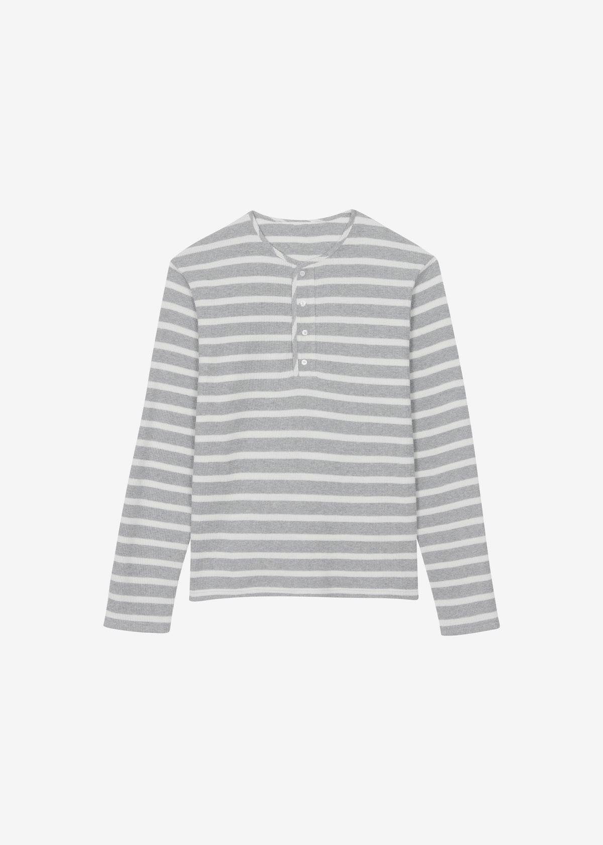 Bourke Soft Cotton Henley T-Shirt - Grey/White Stripe - 7