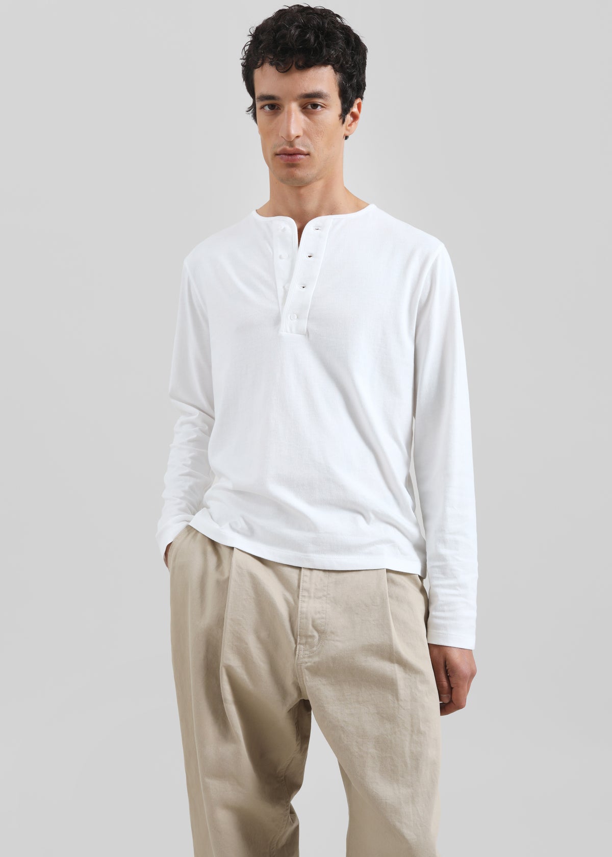 Bourke Soft Cotton Henley T-Shirt - White - 2