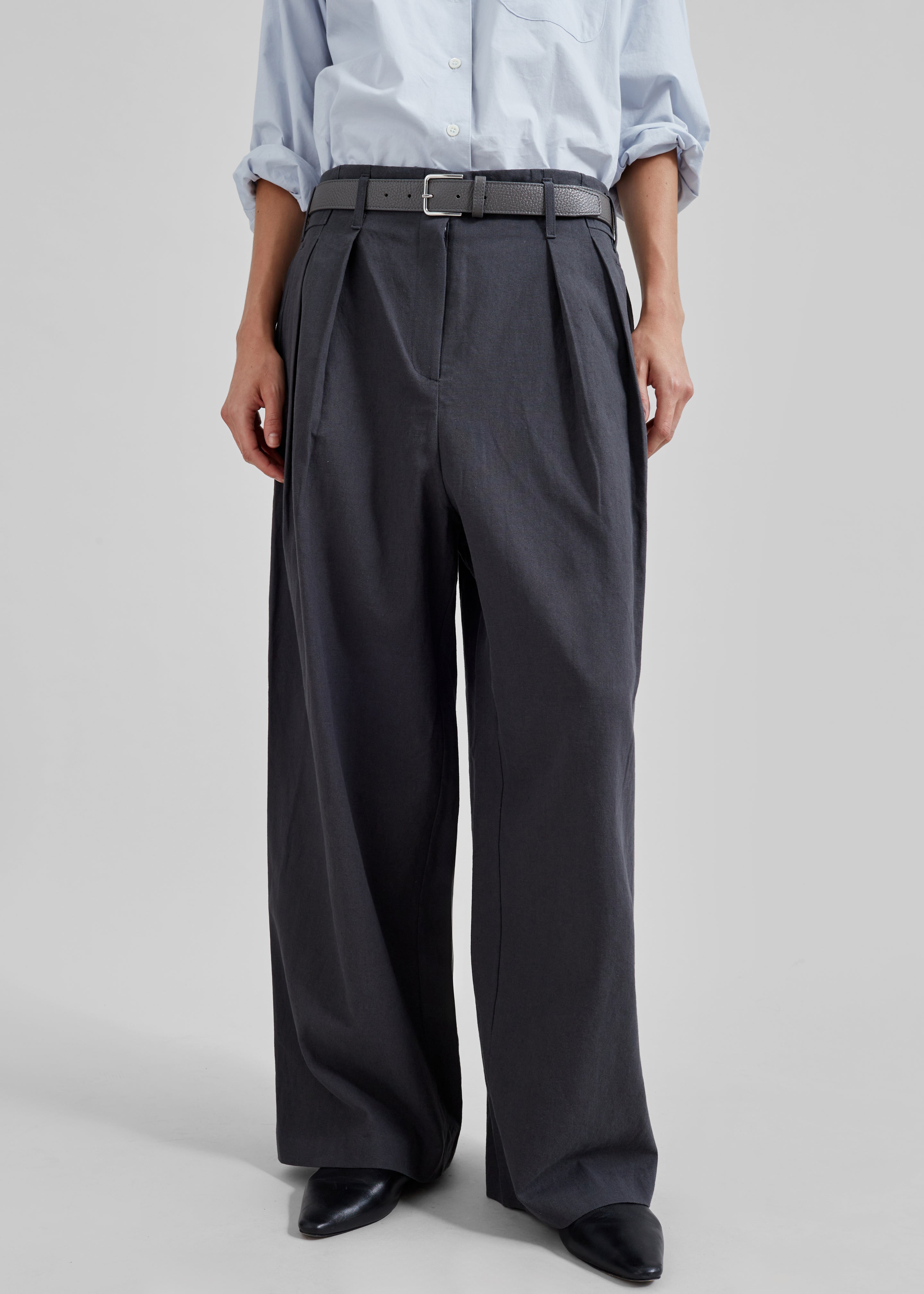 Branson Cotton Wide Pants - Charcoal - 1