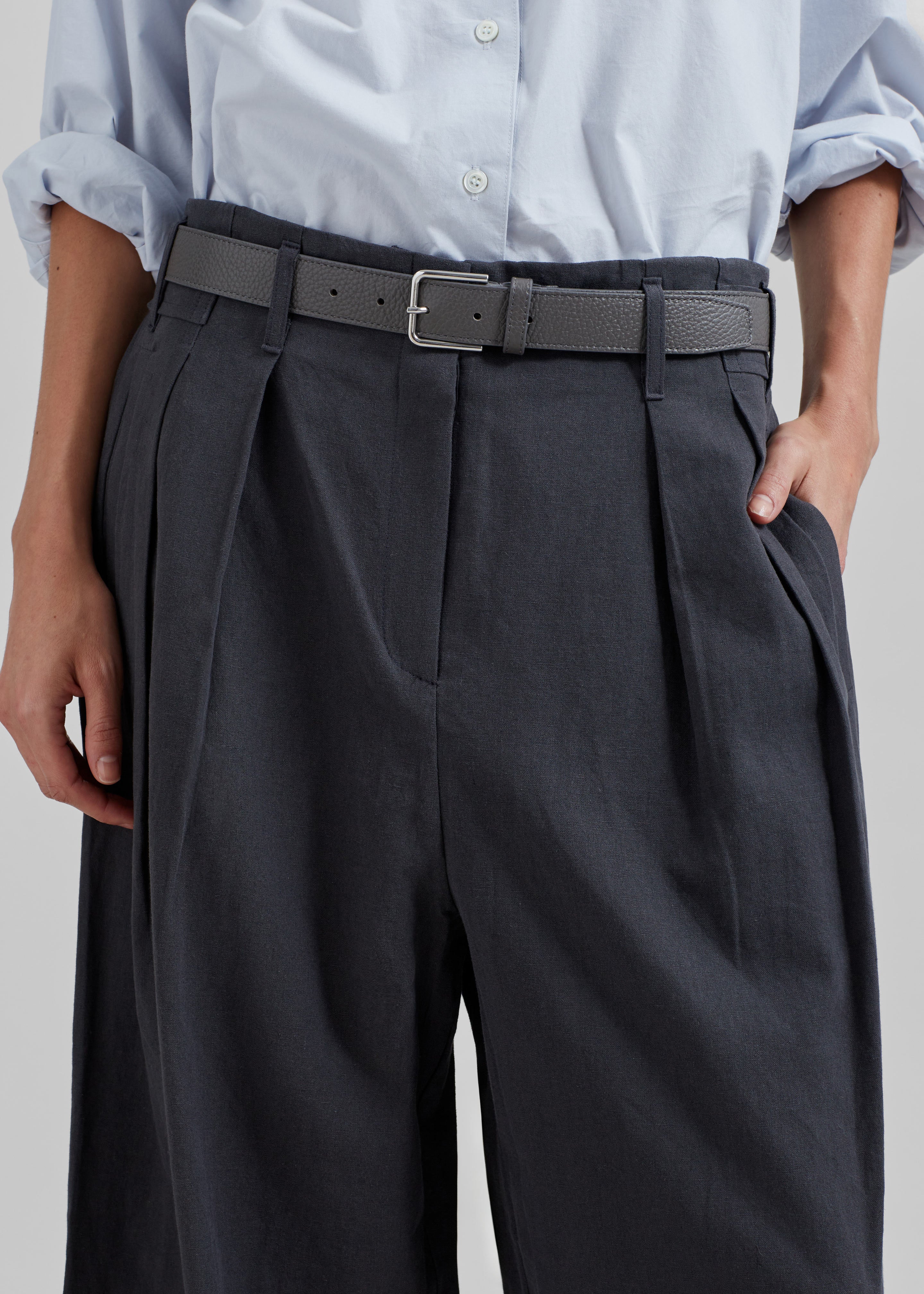 Branson Cotton Wide Pants - Charcoal - 3