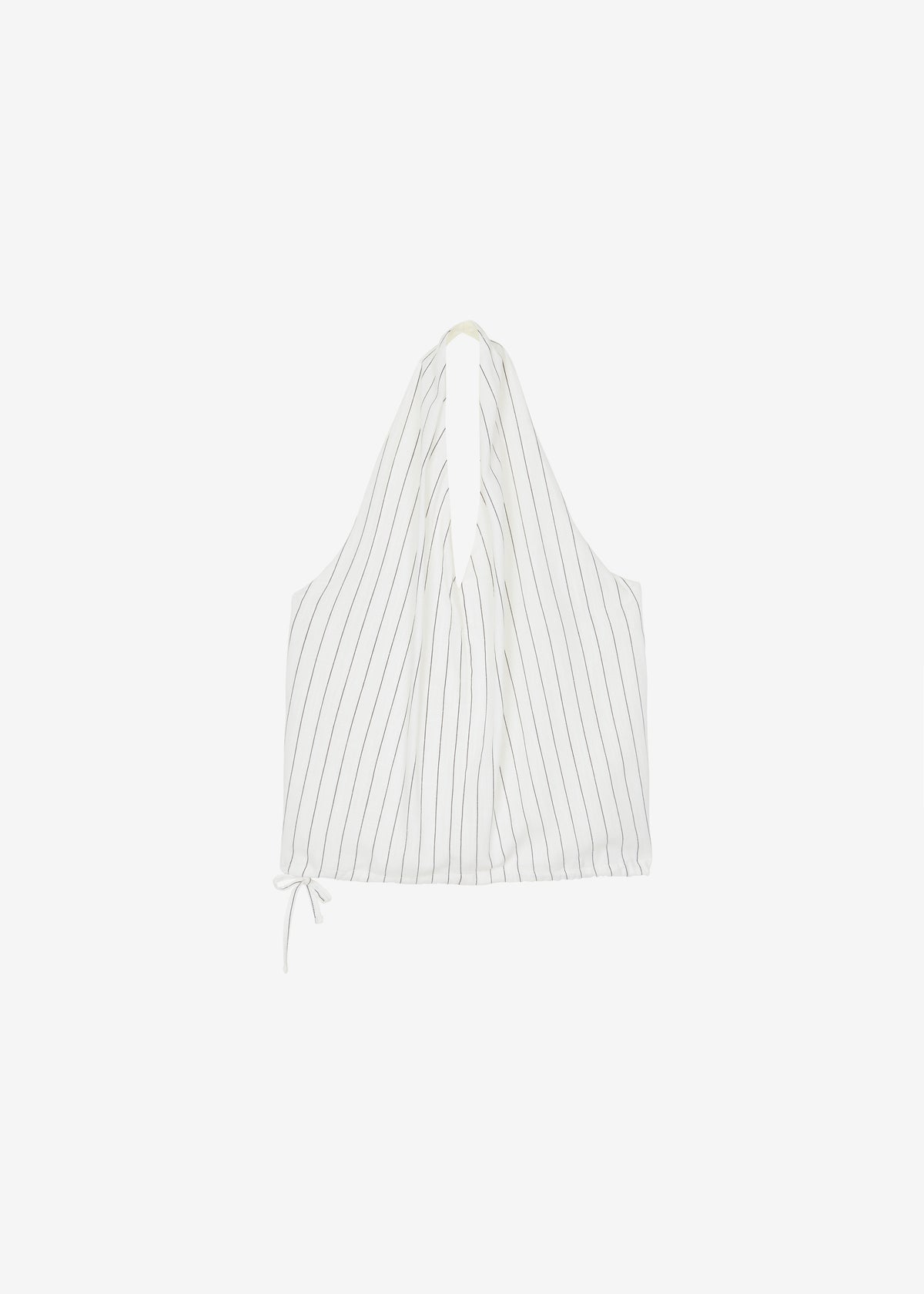 Branton Drawstring Halter Top - White/Black Pinstripe - 10