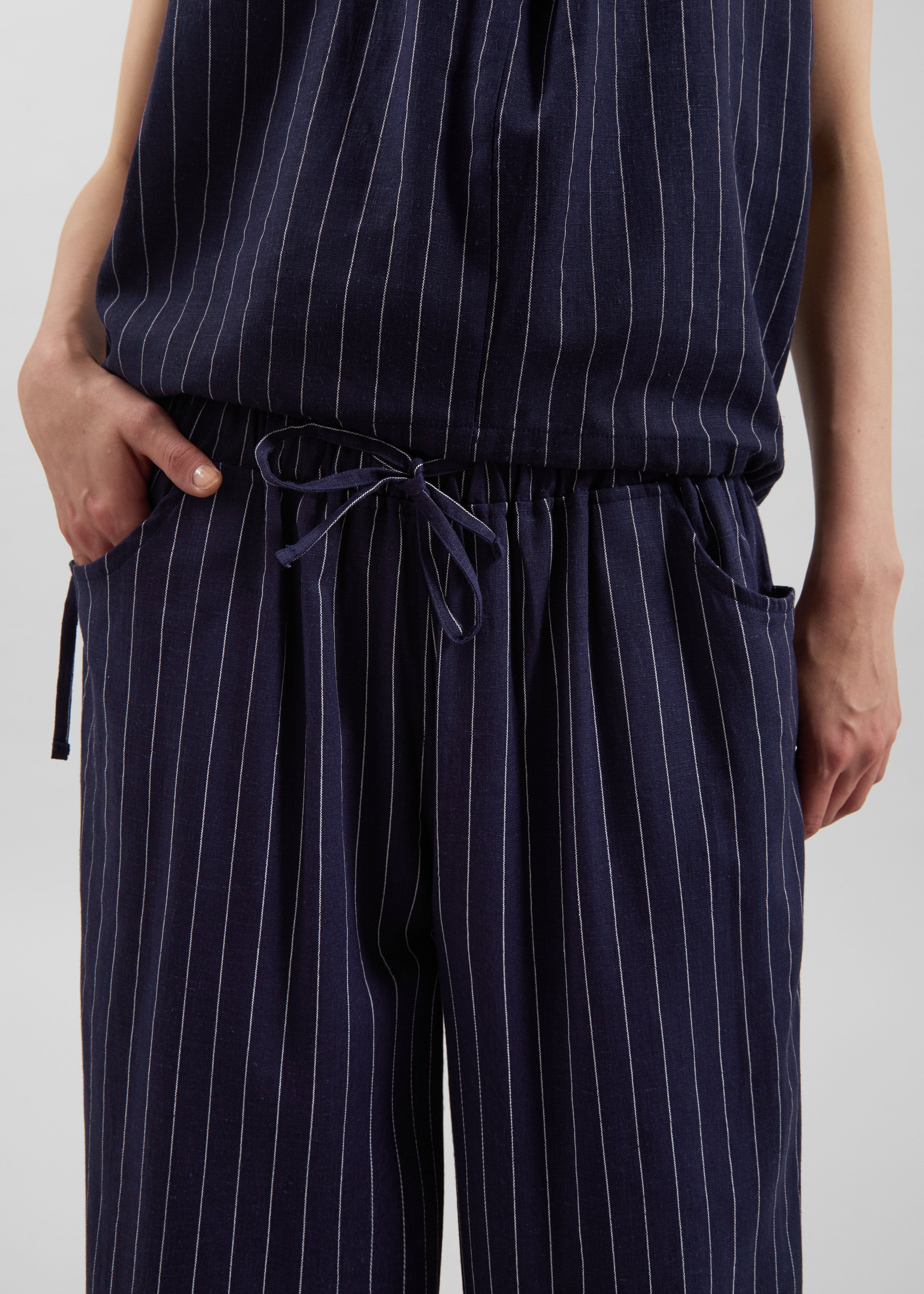 Branton Drawstring Pants - Navy/White Pinstripe - 6