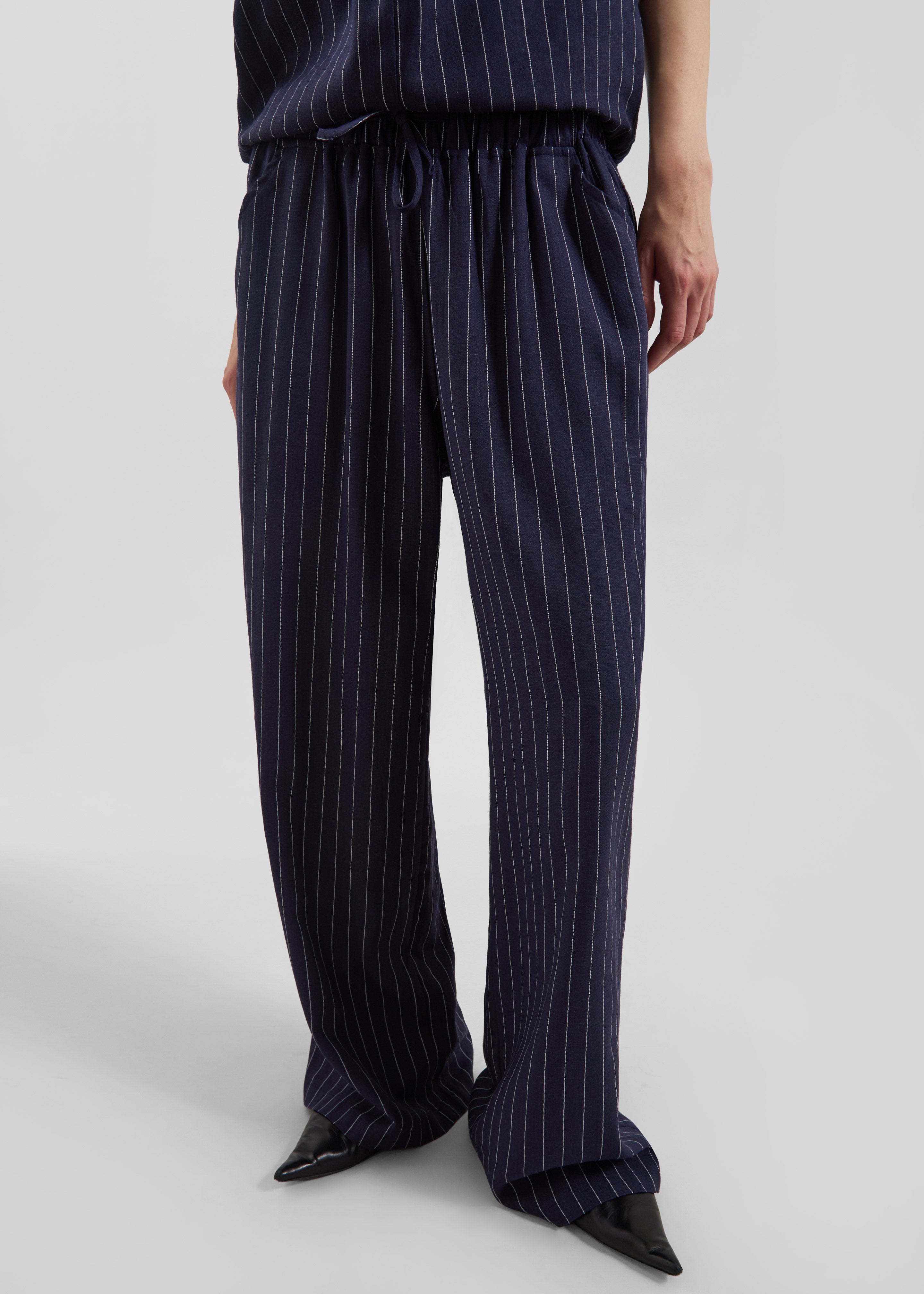 Branton Drawstring Pants - Navy/White Pinstripe - 4