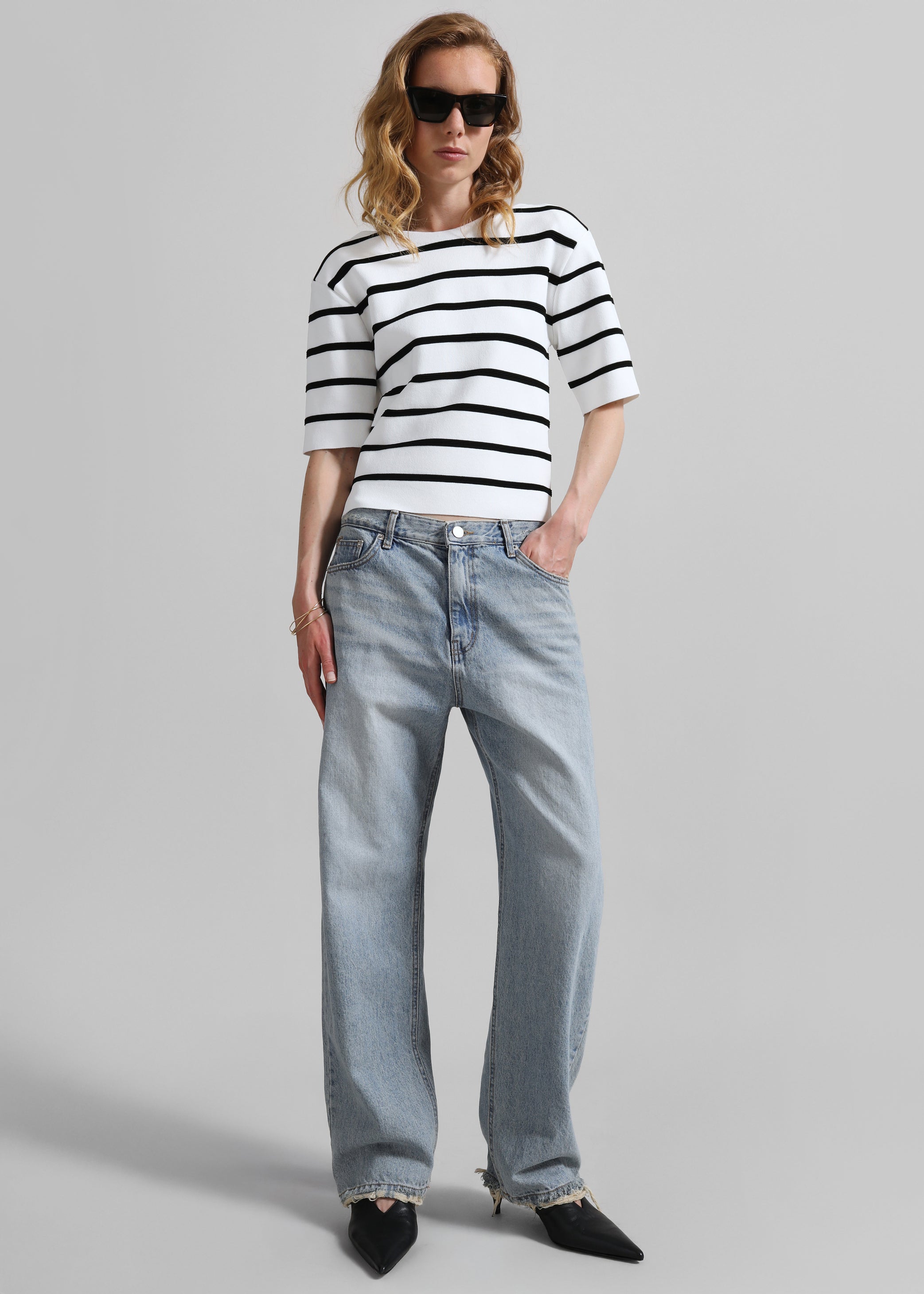 Shop the look image for Braye Padded Knit Top - White/Black Stripe