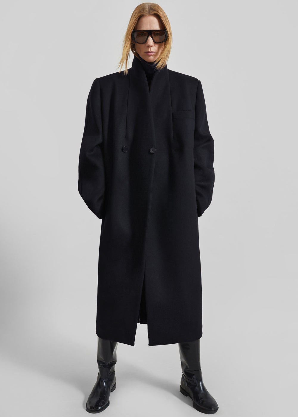 Brea Collarless Coat - Black - 1