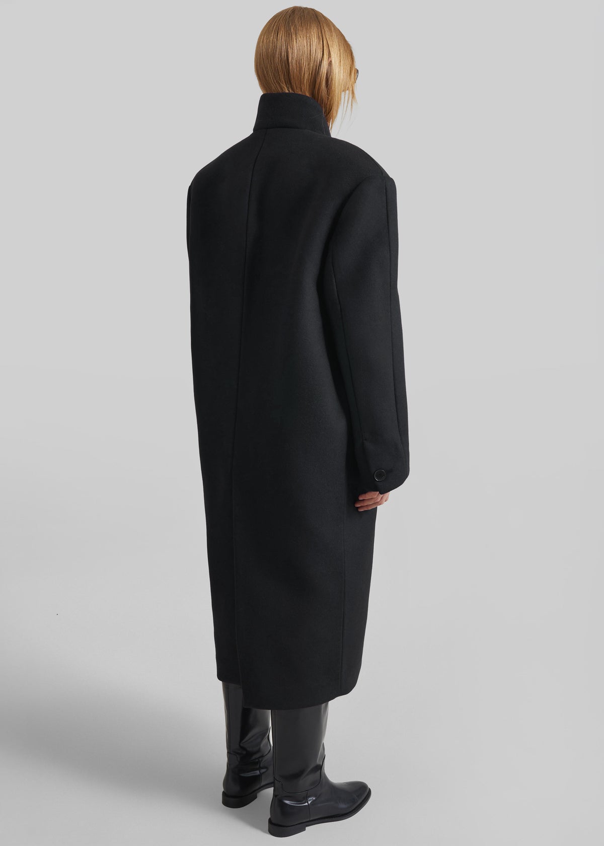 Brea Collarless Coat - Black