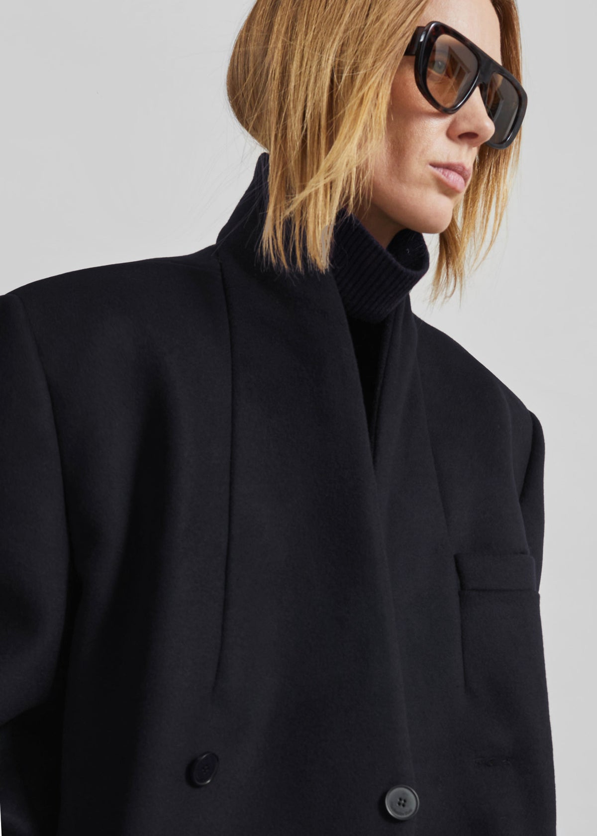 Brea Collarless Coat - Black