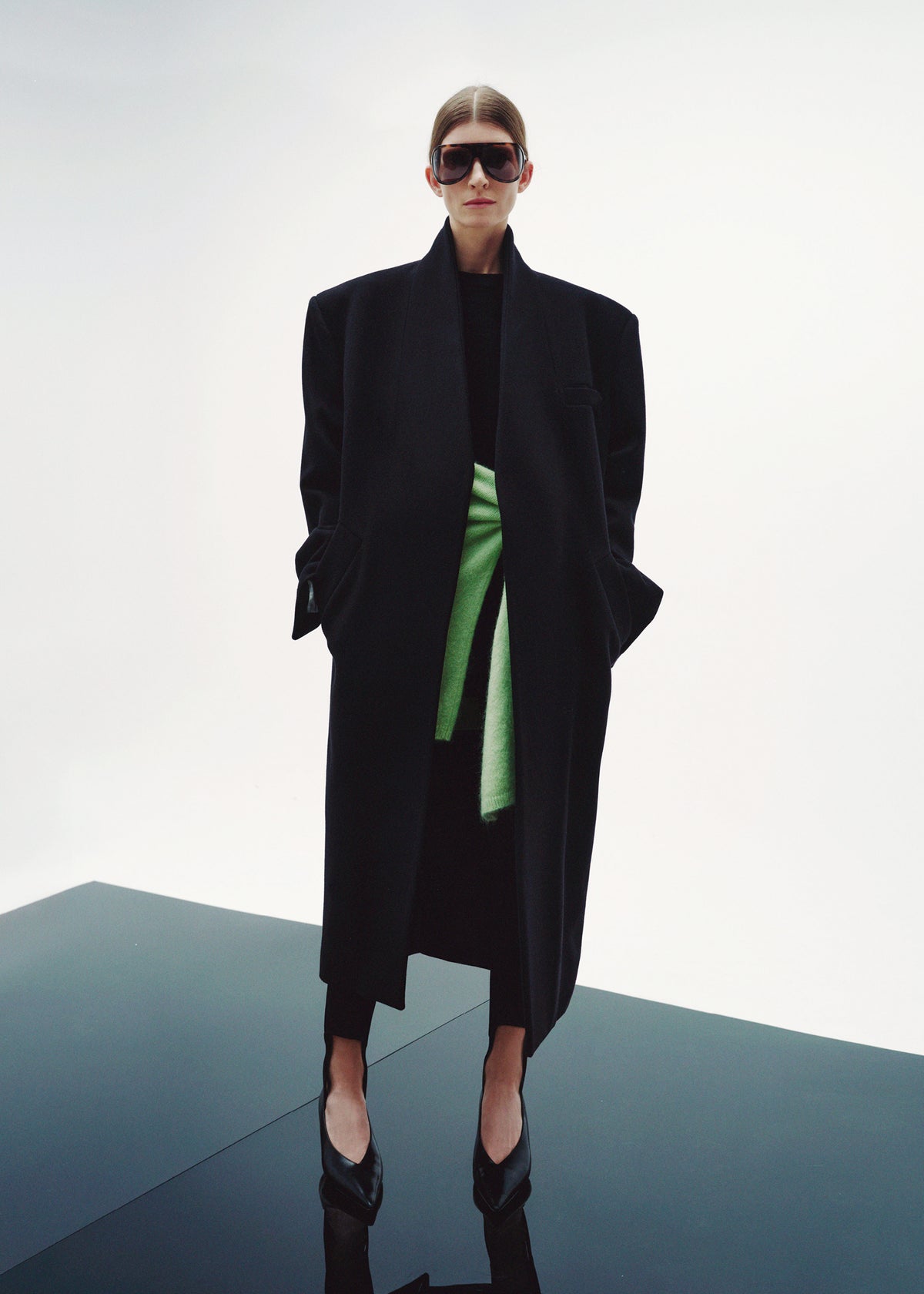 Brea Collarless Coat - Black