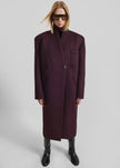 Brea Collarless Coat - Burgundy
