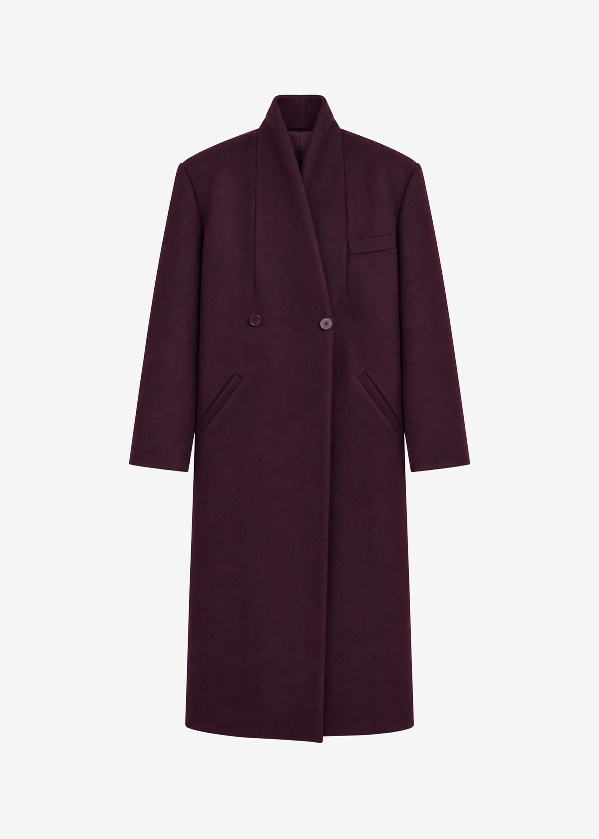 Brea Collarless Coat - Burgundy