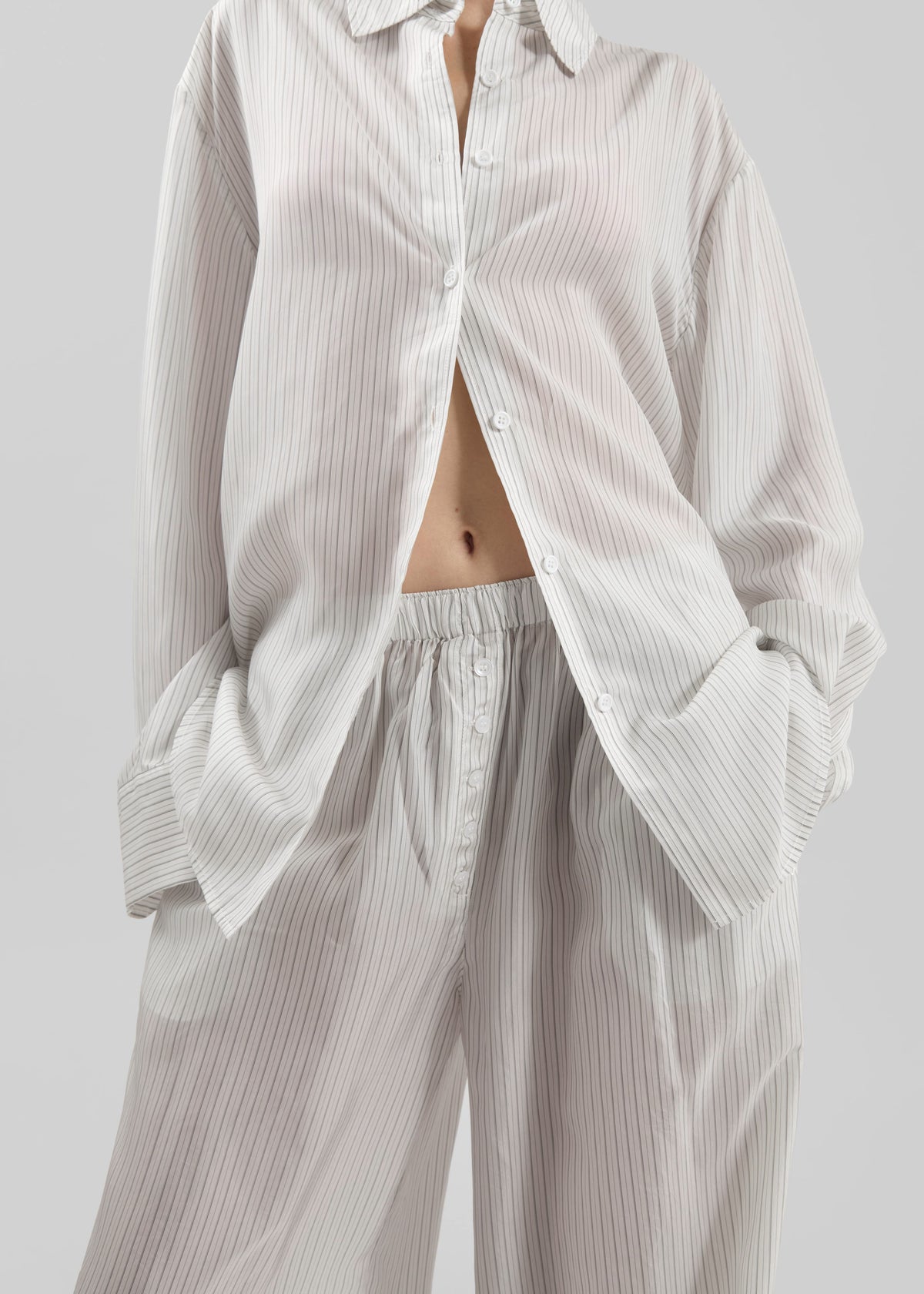 Brenna Double Striped Wide Pants - White/Black Stripe - 11