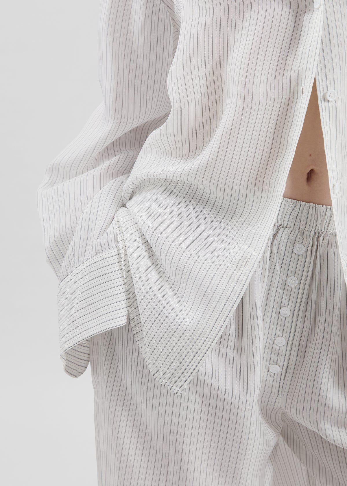 Brenna Double Striped Wide Pants - White/Black Stripe - 8