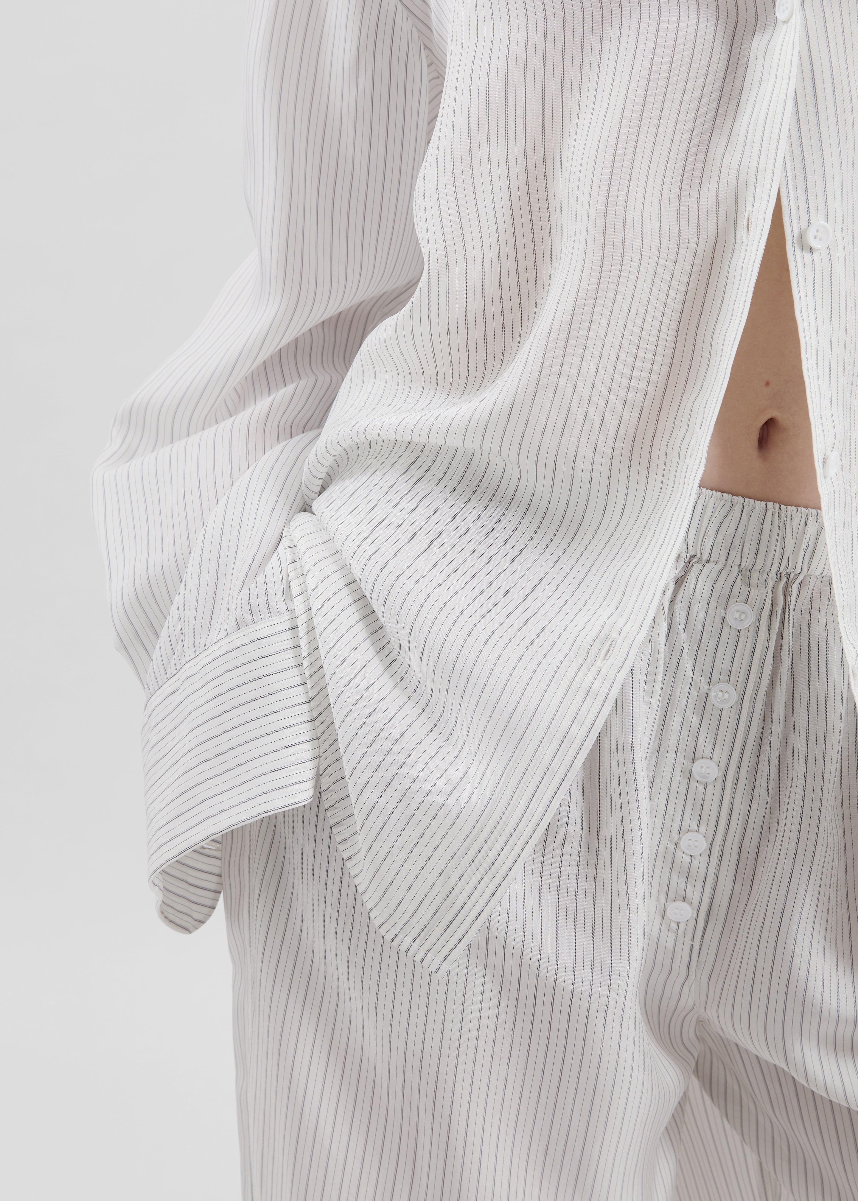 Brenna Double Striped Wide Pants - White/Black Stripe - 8