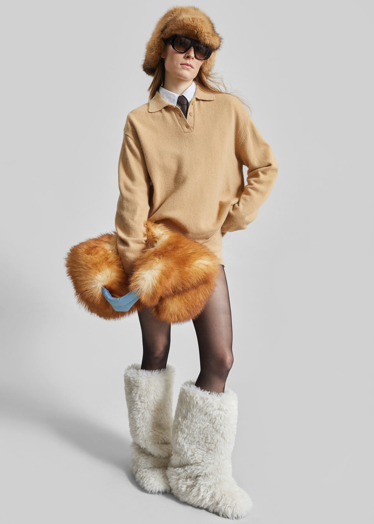 Bresica Knit Polo Sweater - Camel - 3