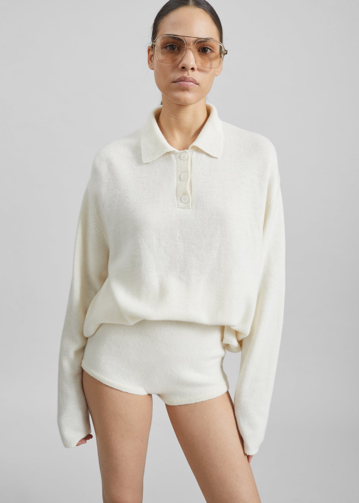 Bresica Knit Polo Sweater - Ivory - 5