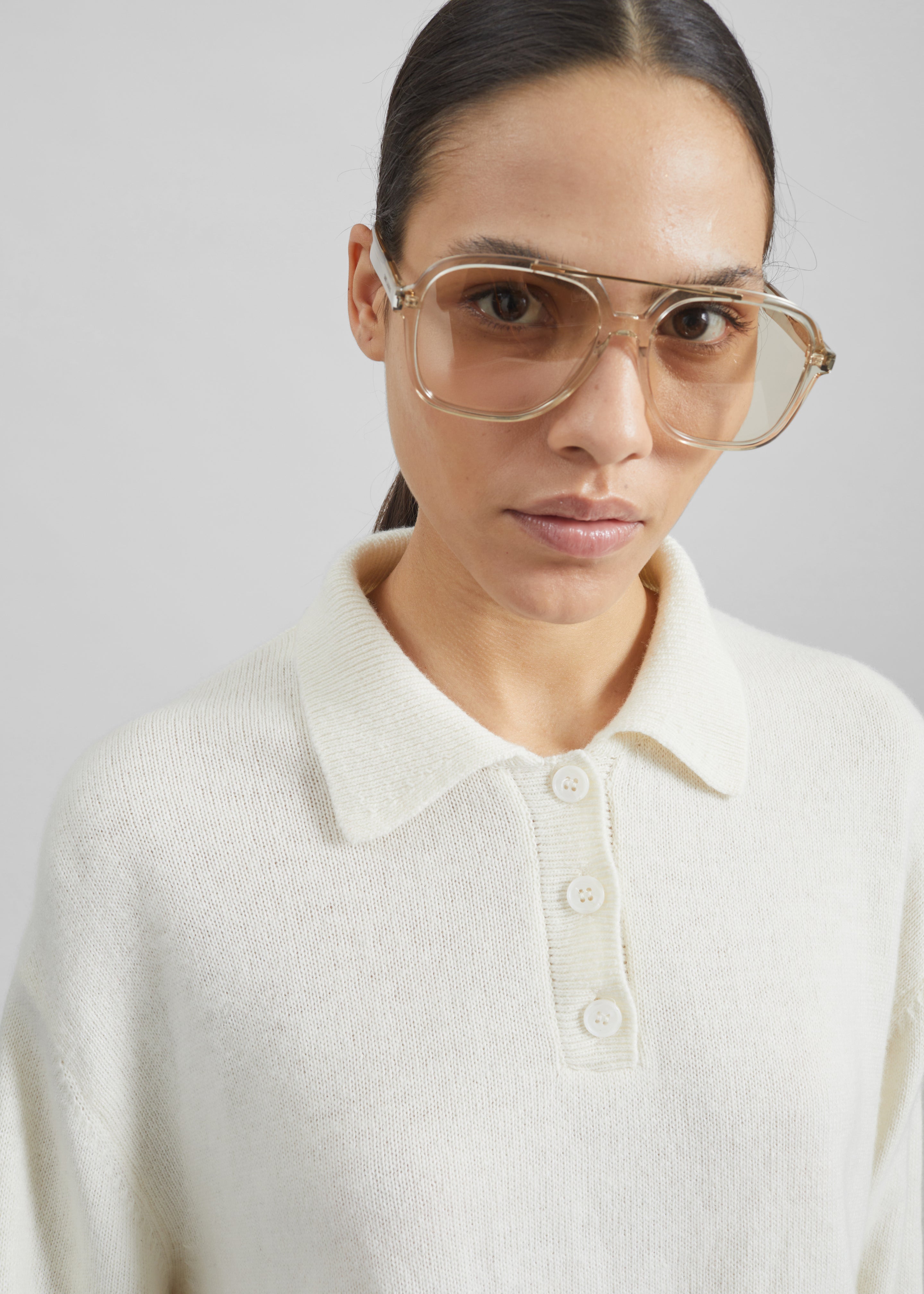 Bresica Knit Polo Sweater - Ivory - 2