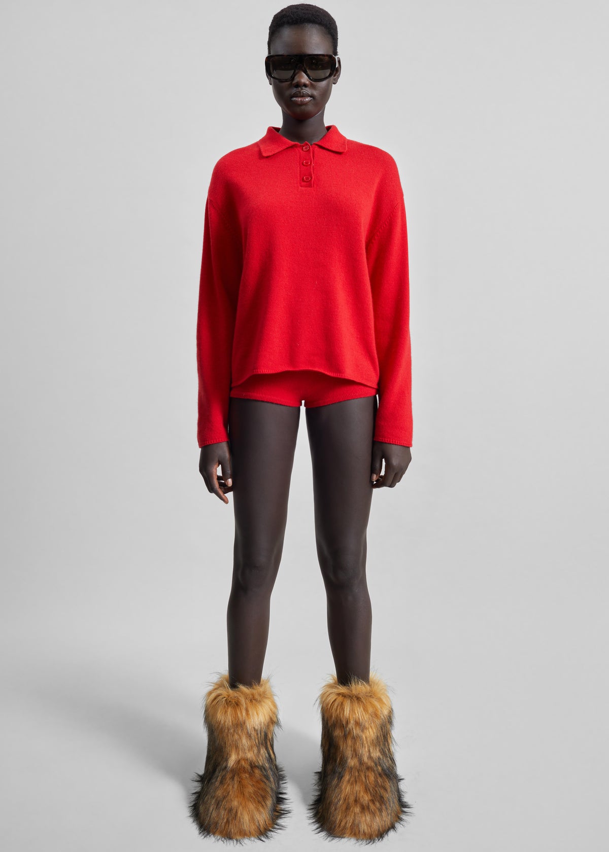 Bresica Knit Polo Sweater - Red - 2