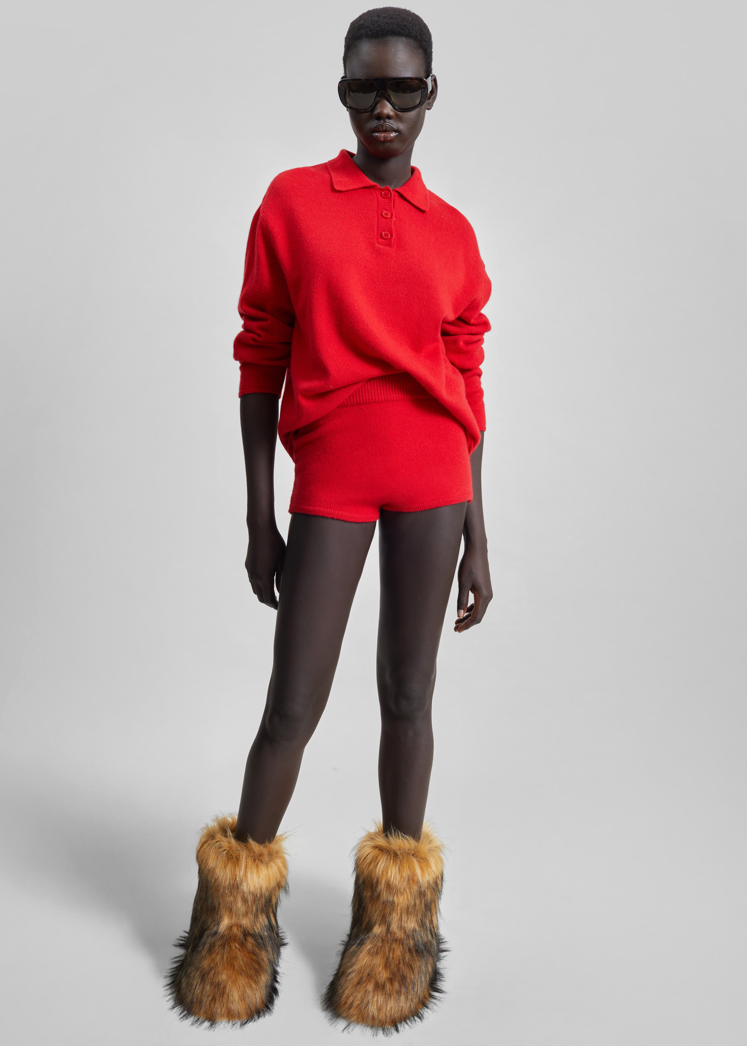 Bresica Knit Polo Sweater - Red – The Frankie Shop