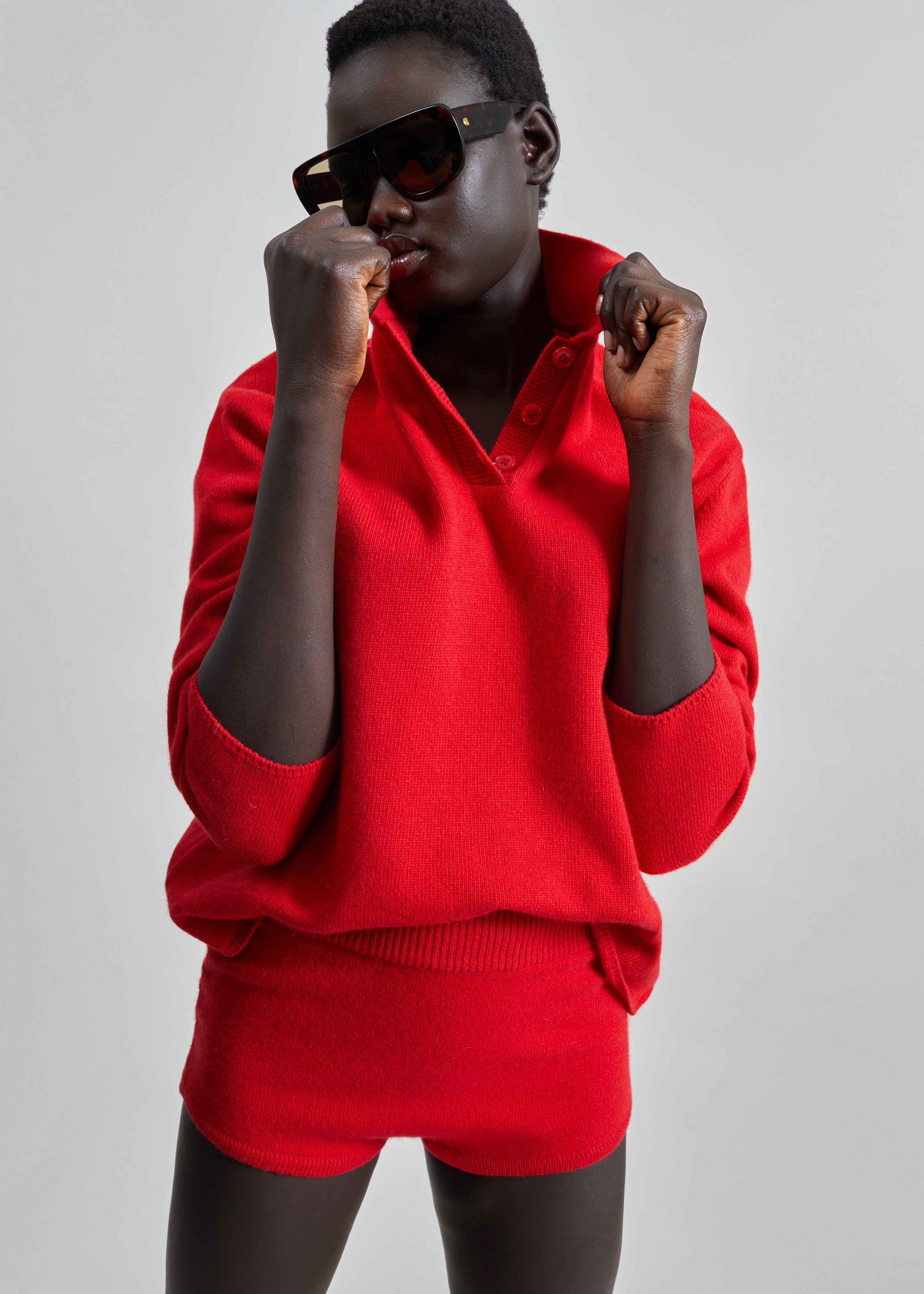 Bresica Knit Polo Sweater - Red – The Frankie Shop