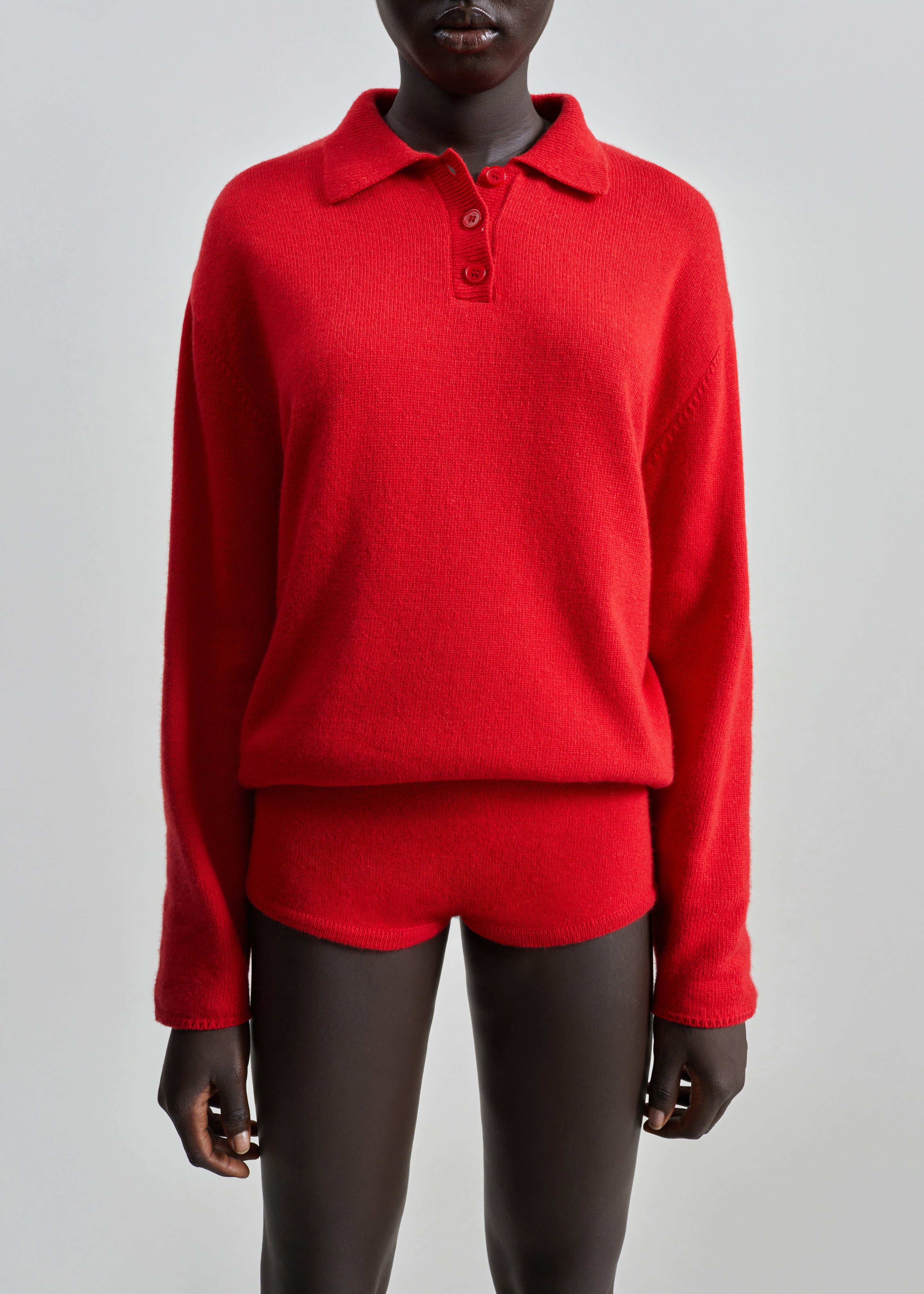 Bresica Knit Polo Sweater - Red - 6