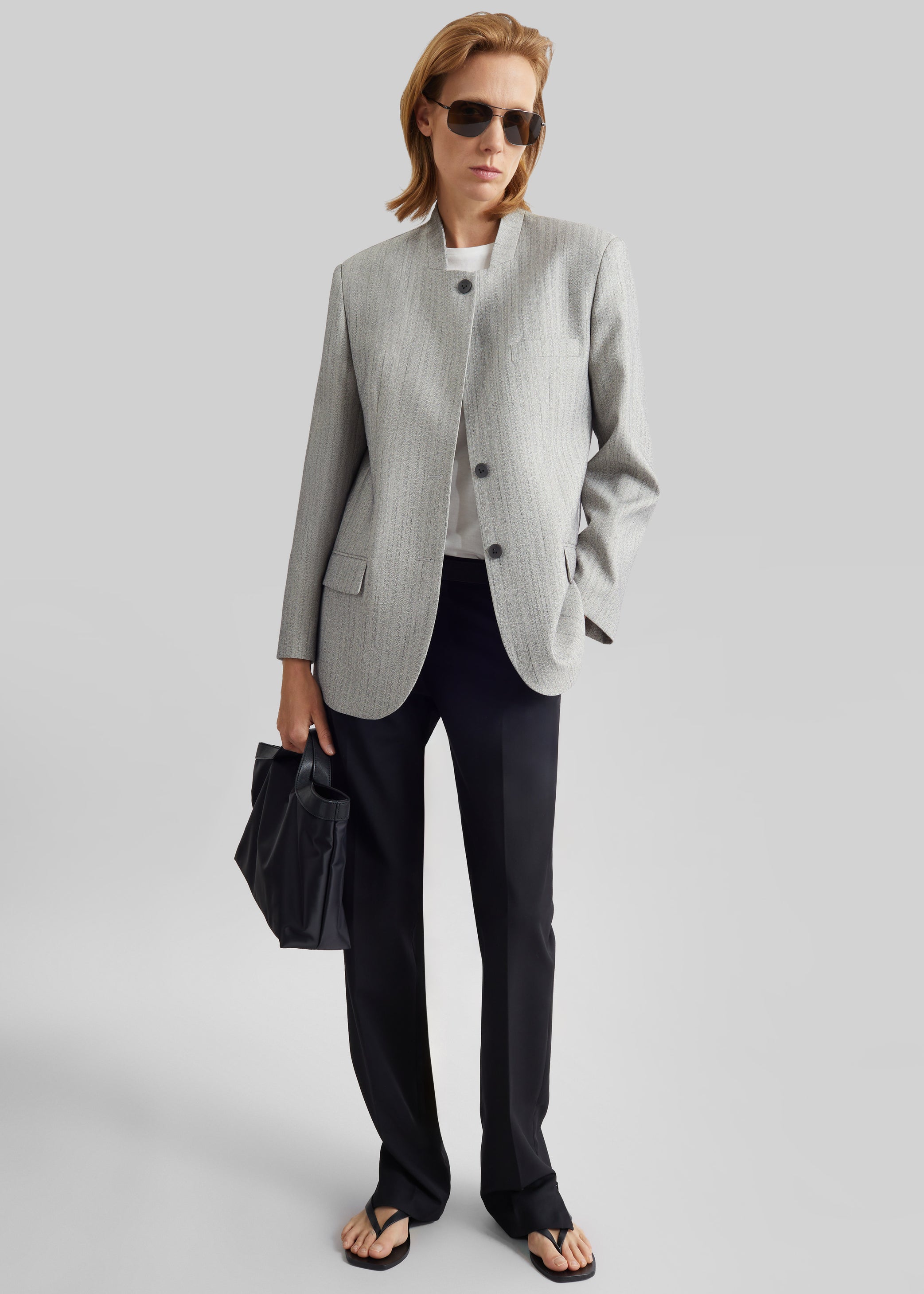 Shop the look image for Breux Collarless Padded Blazer - Grey Melange