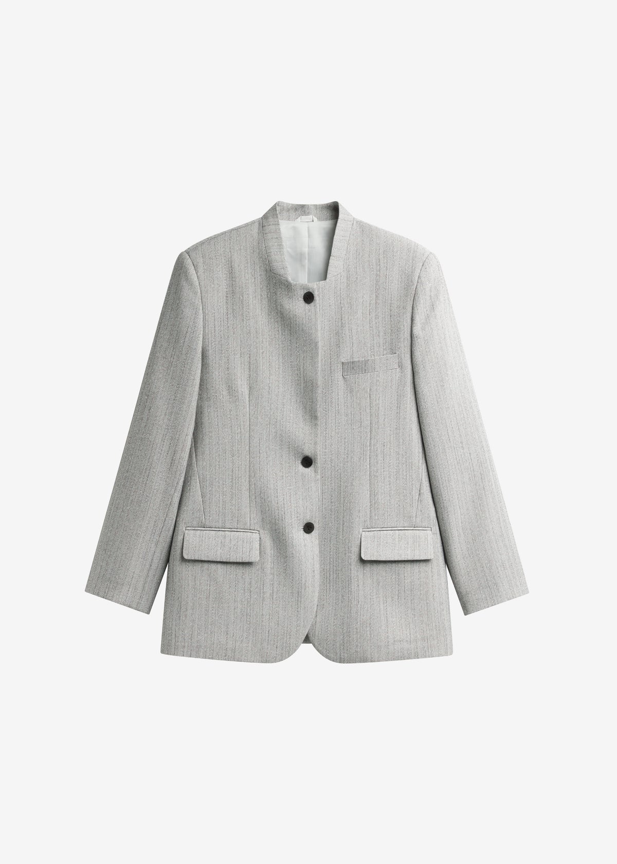 Breux Collarless Padded Blazer - Grey Melange - 9