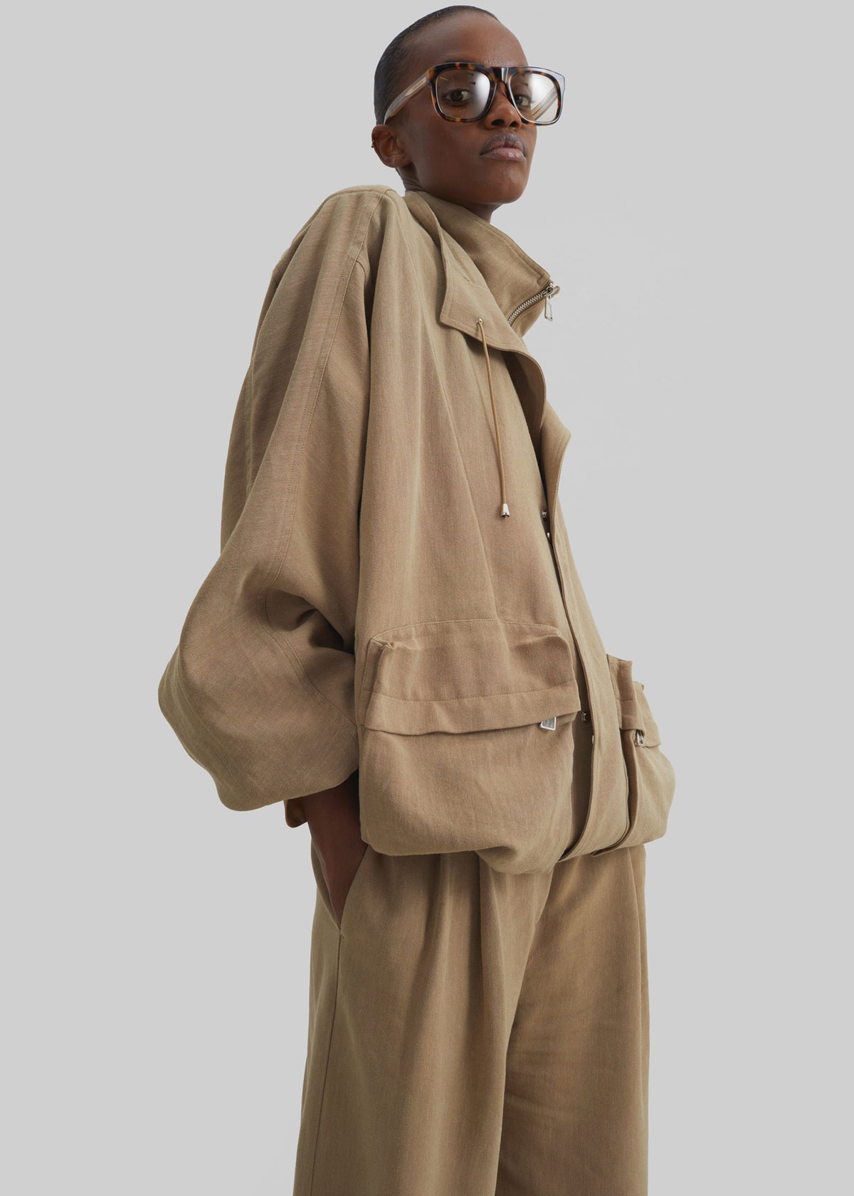 Breya Linen Fluid Jacket - Camel - 4
