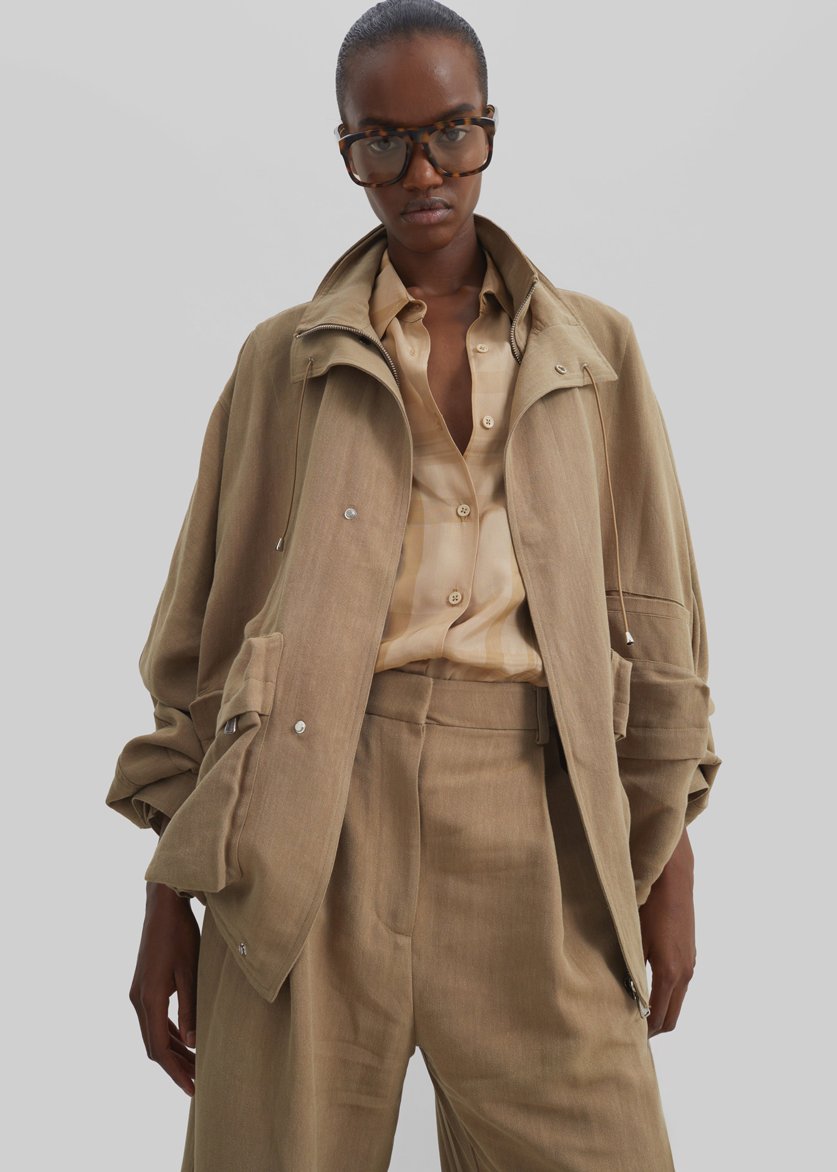 Breya Linen Fluid Jacket - Camel - 1