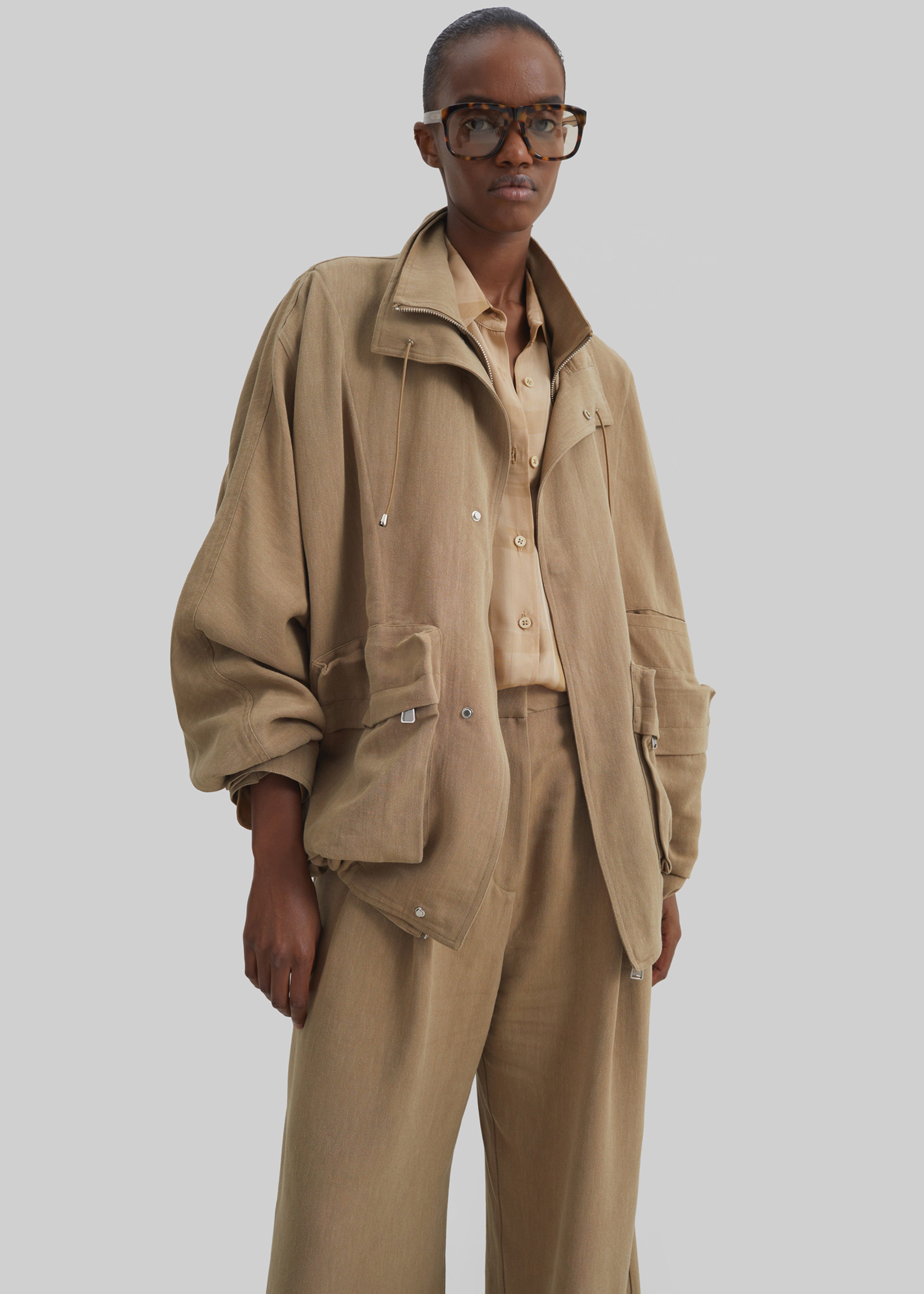 Breya Linen Fluid Jacket - Camel – The Frankie Shop